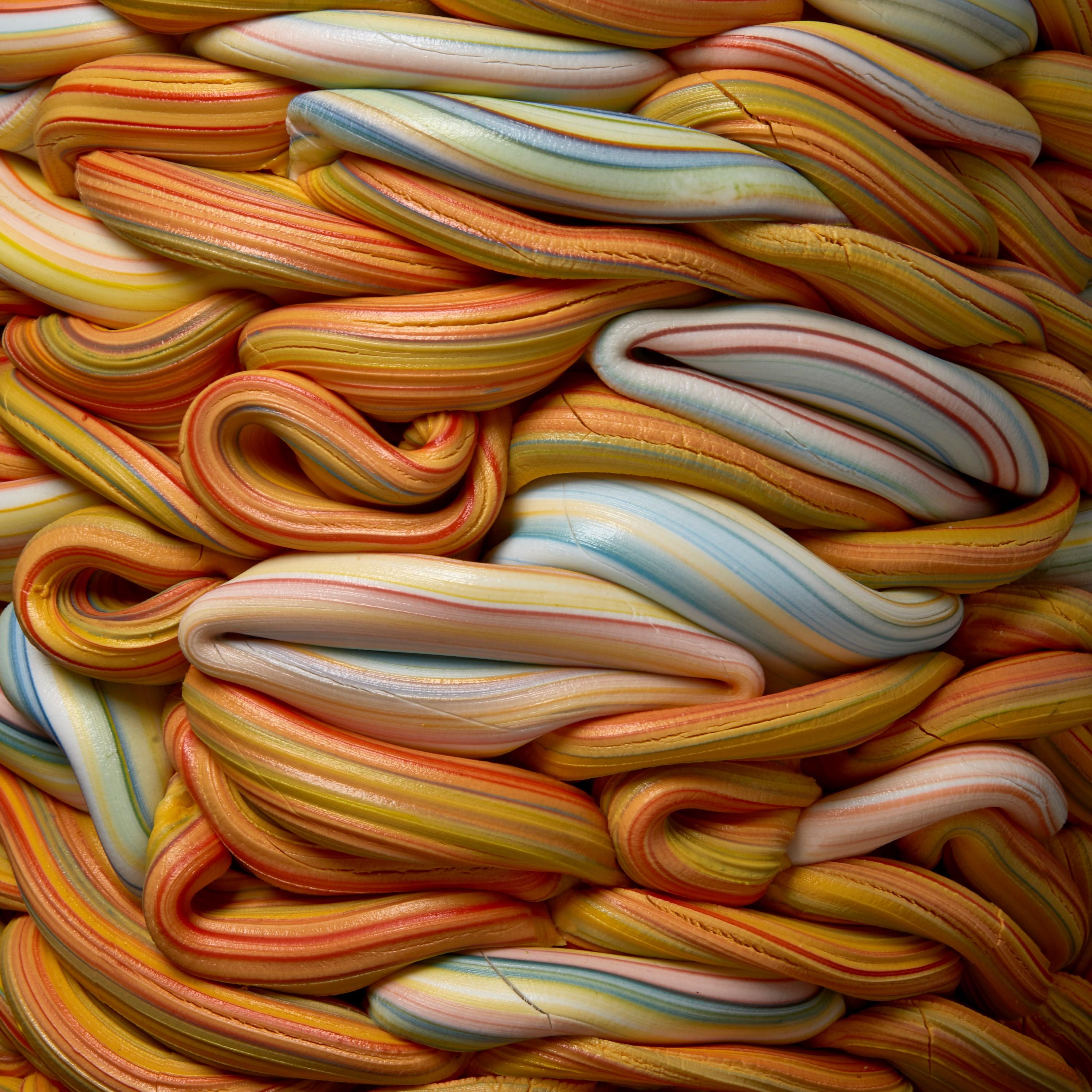 Contemporary Striped Fold I, A Mixed Colour Porcelain Sculptural Vessel by Steven Edwards