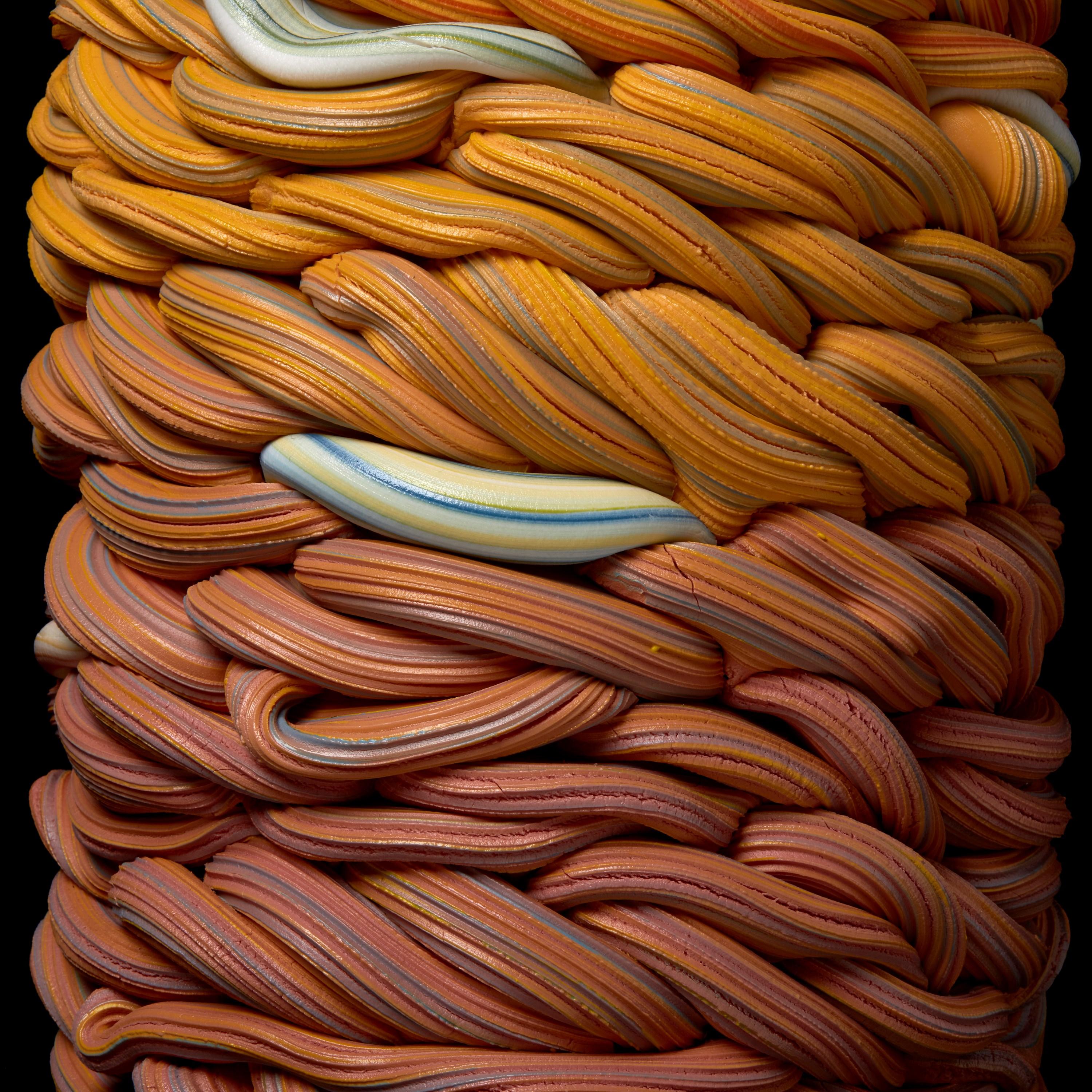 Striped Fold II, Mixed Colour Porcelain Sculptural Vessel by Steven Edwards For Sale 1