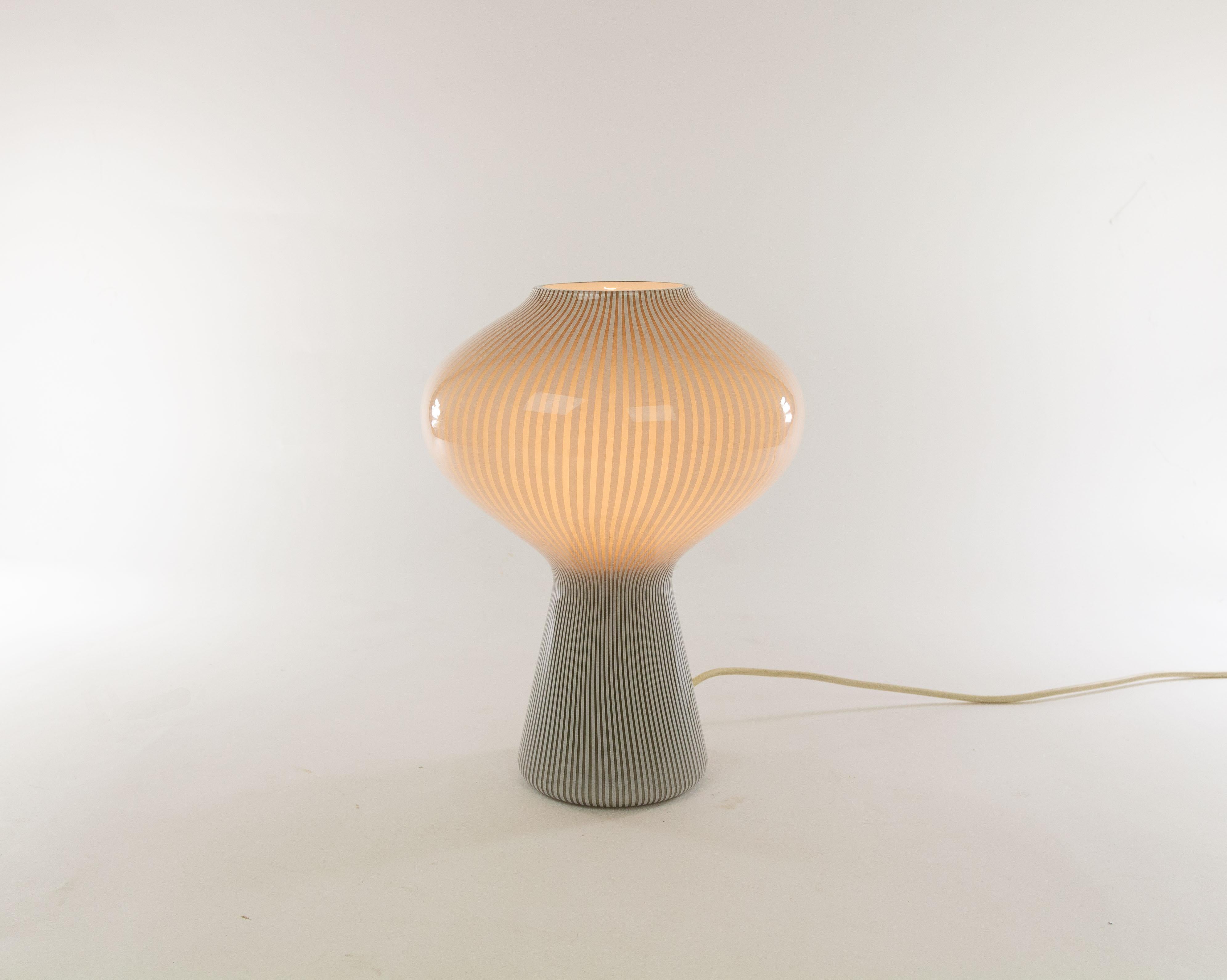 Murano Glass Striped Fungo Table Lamp by Massimo Vignelli for Venini, 1950s