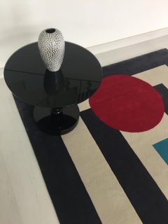 Rug Power - Modern Geometric Circle Striped Red Grey White Blue Turquoise Wool