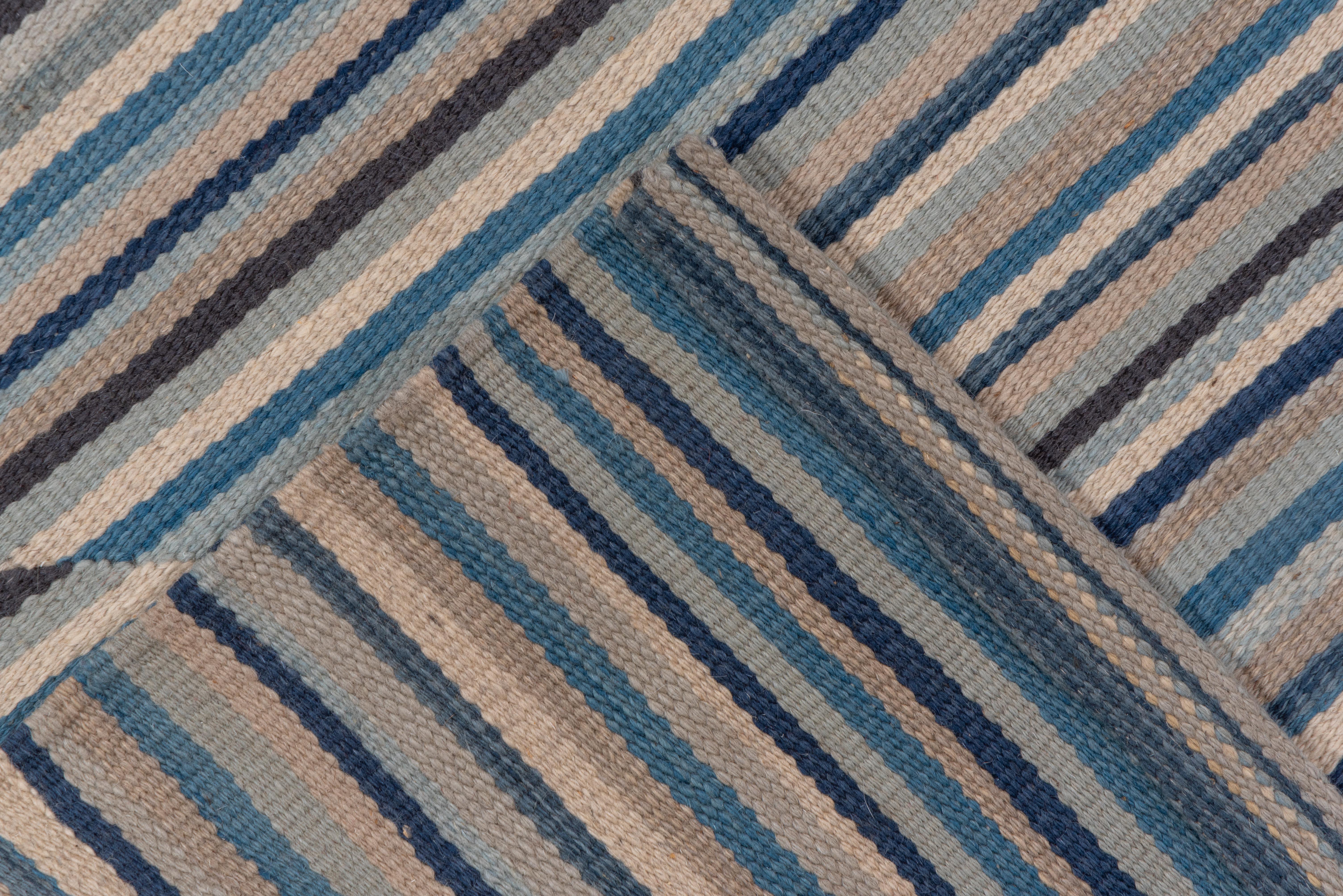 Striped Horizontal Kilim in Mid Century Aesthetic For Sale 1