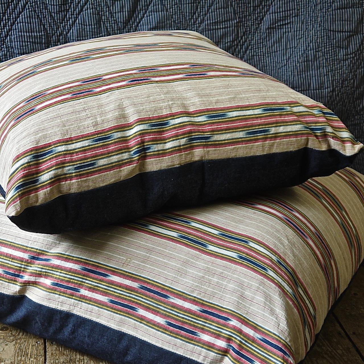  Striped Ikat Ticking Floor Pillow French 19th Century For Sale 5