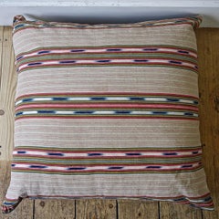 Striped Ikat Ticking Floor Pillow, French, 19th Century