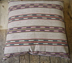 Striped Ikat Ticking Floor Pillow French 19th Century