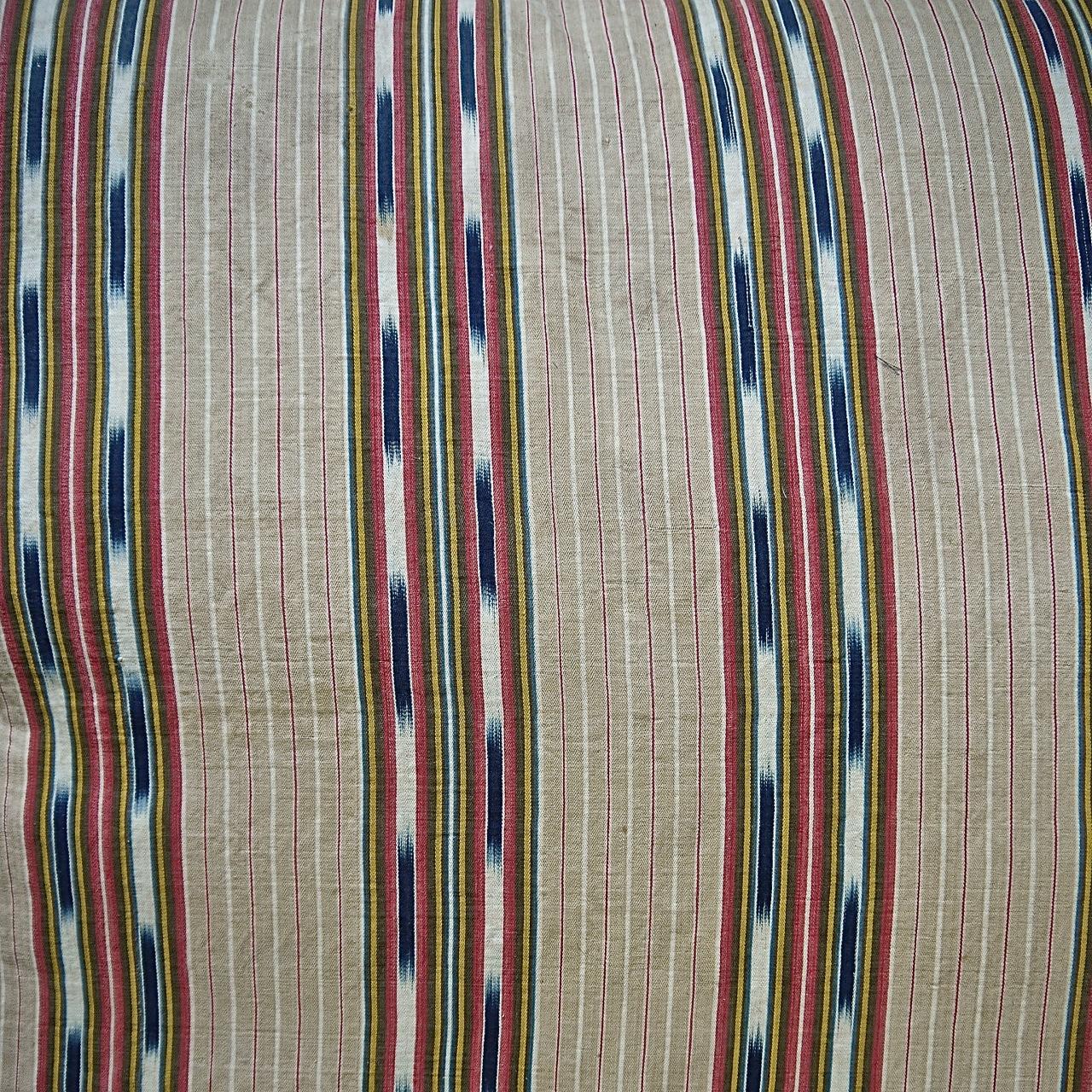 Country Striped Ikat Ticking Floor Pillow, French, 19th Century For Sale