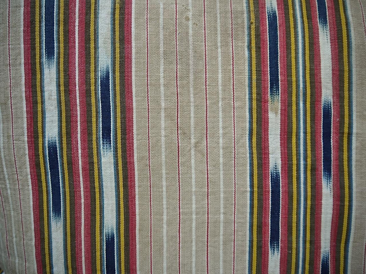  Striped Ikat Ticking Floor Pillow French 19th Century In Good Condition For Sale In London, GB