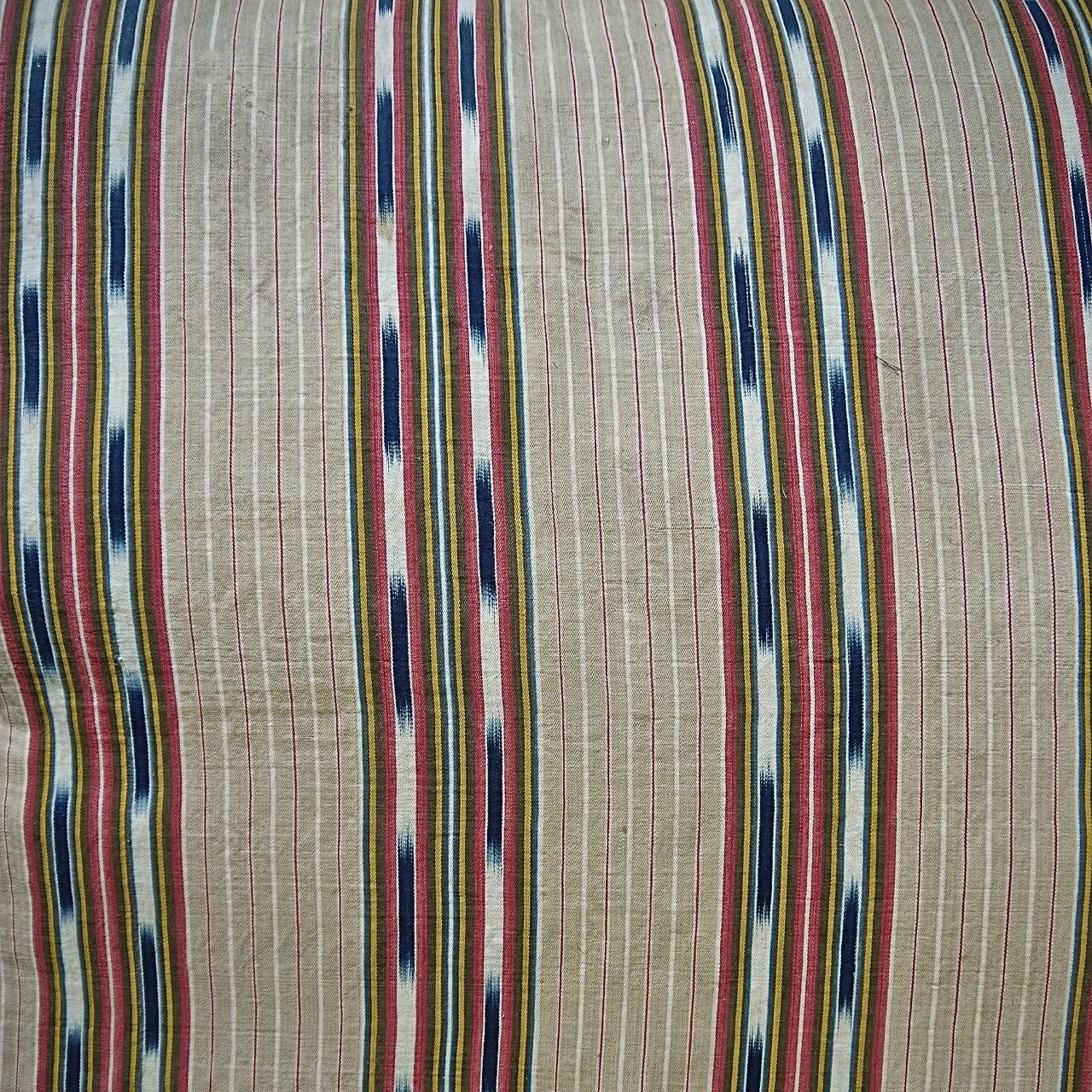 Cotton  Striped Ikat Ticking Floor Pillow French 19th Century For Sale