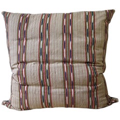 Striped Ikat Ticking Floor Pillow French 19th Century