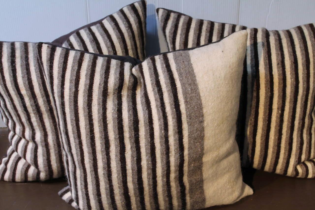 Striped Indian Weaving Pillows Collection of 3 For Sale 1