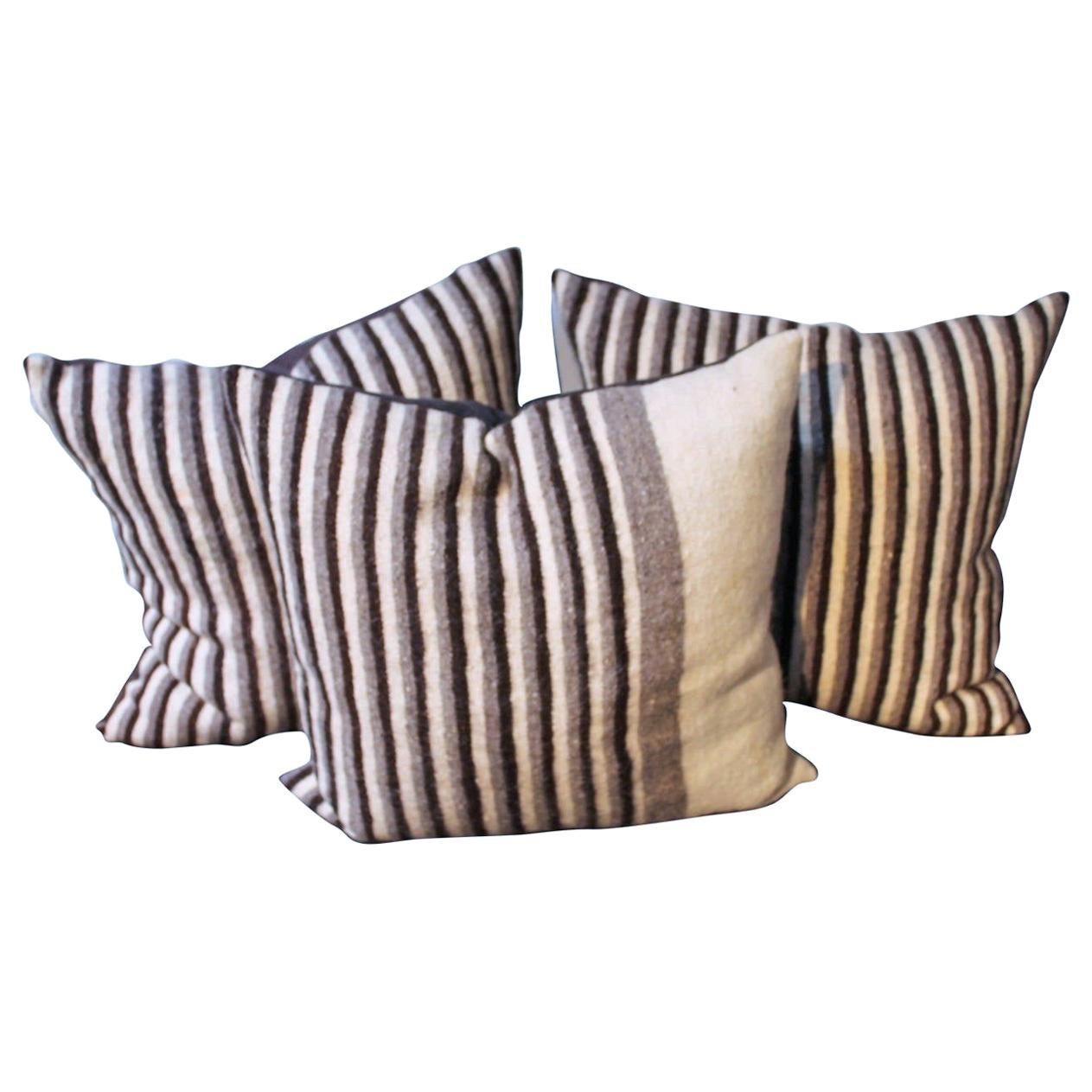 Striped Indian Weaving Pillows Collection of 3