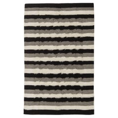 Striped Ivory Handmade Goat Hair Carpet "Chiaroscuro" by Doris Leslie Blau