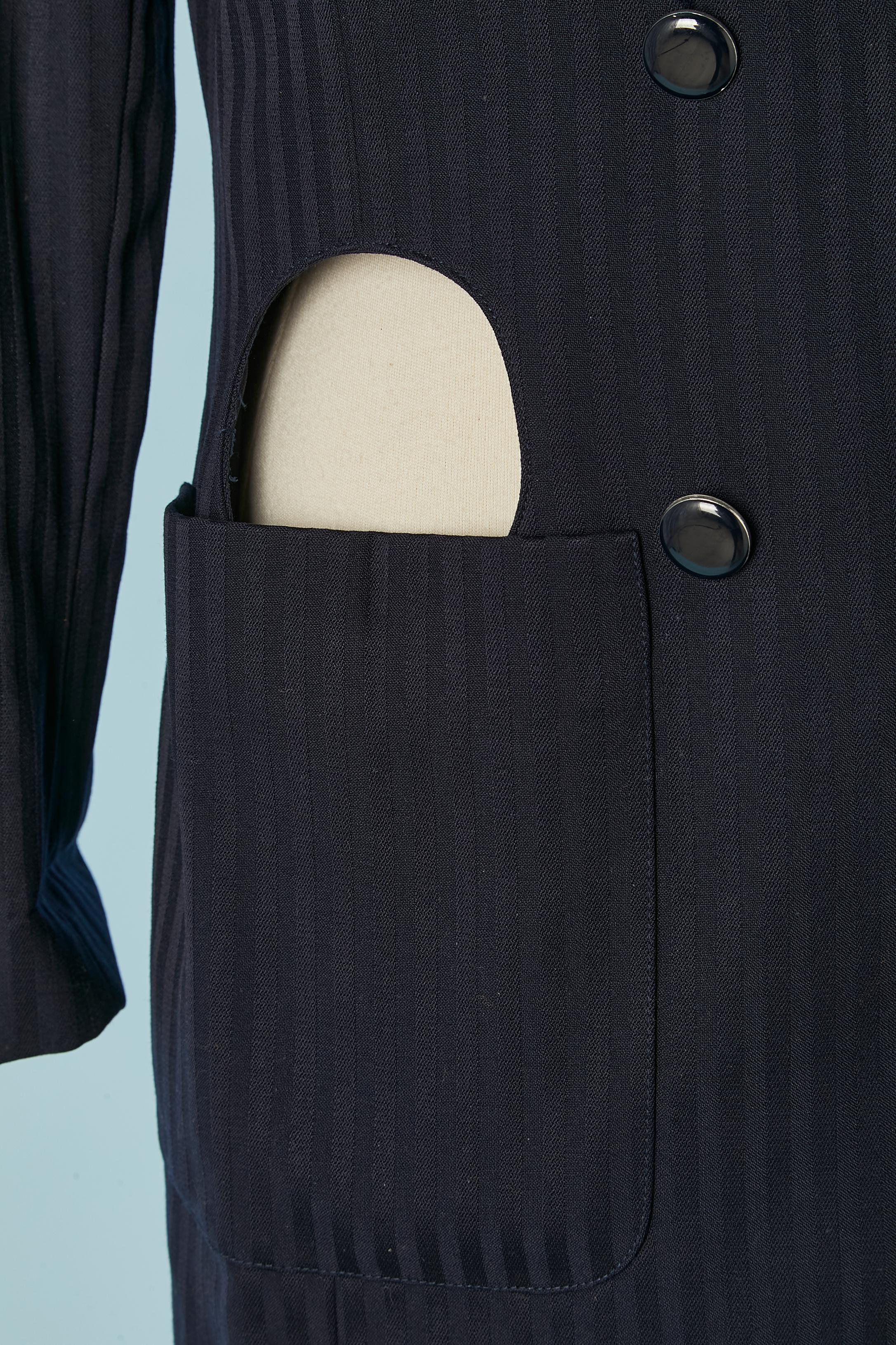 Chaqueta cruzada de lana jacquard a rayas con corte redondo CHANTAL THOMASS en Excelente estado para la venta en Saint-Ouen-Sur-Seine, FR