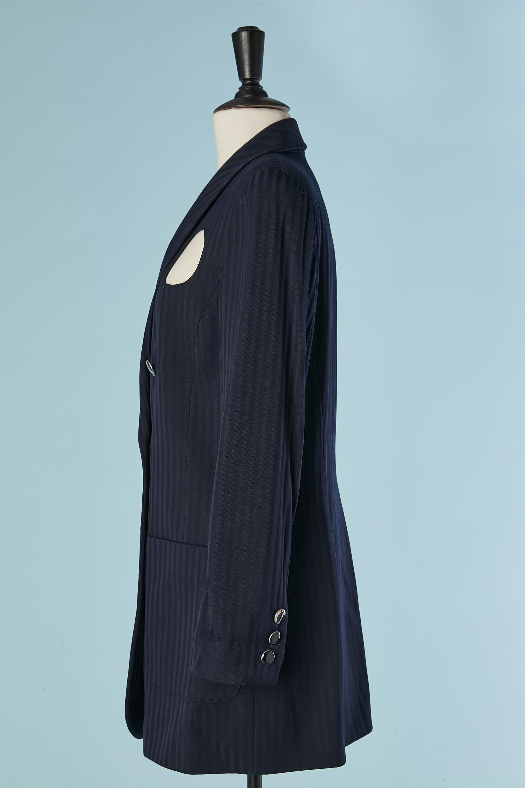 De las mujeres Chaqueta cruzada de lana jacquard a rayas con corte redondo CHANTAL THOMASS en venta