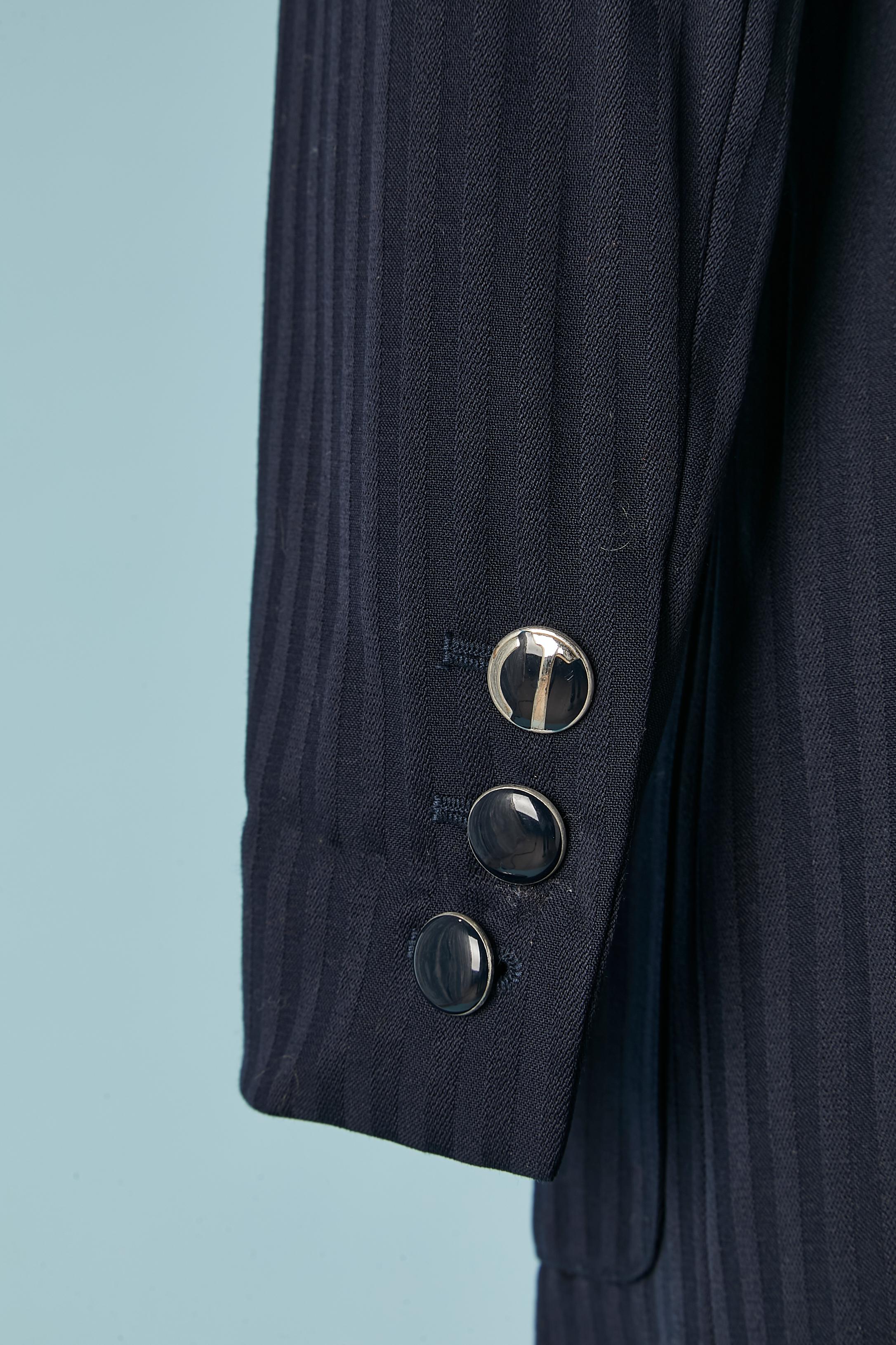 Chaqueta cruzada de lana jacquard a rayas con corte redondo CHANTAL THOMASS en venta 1