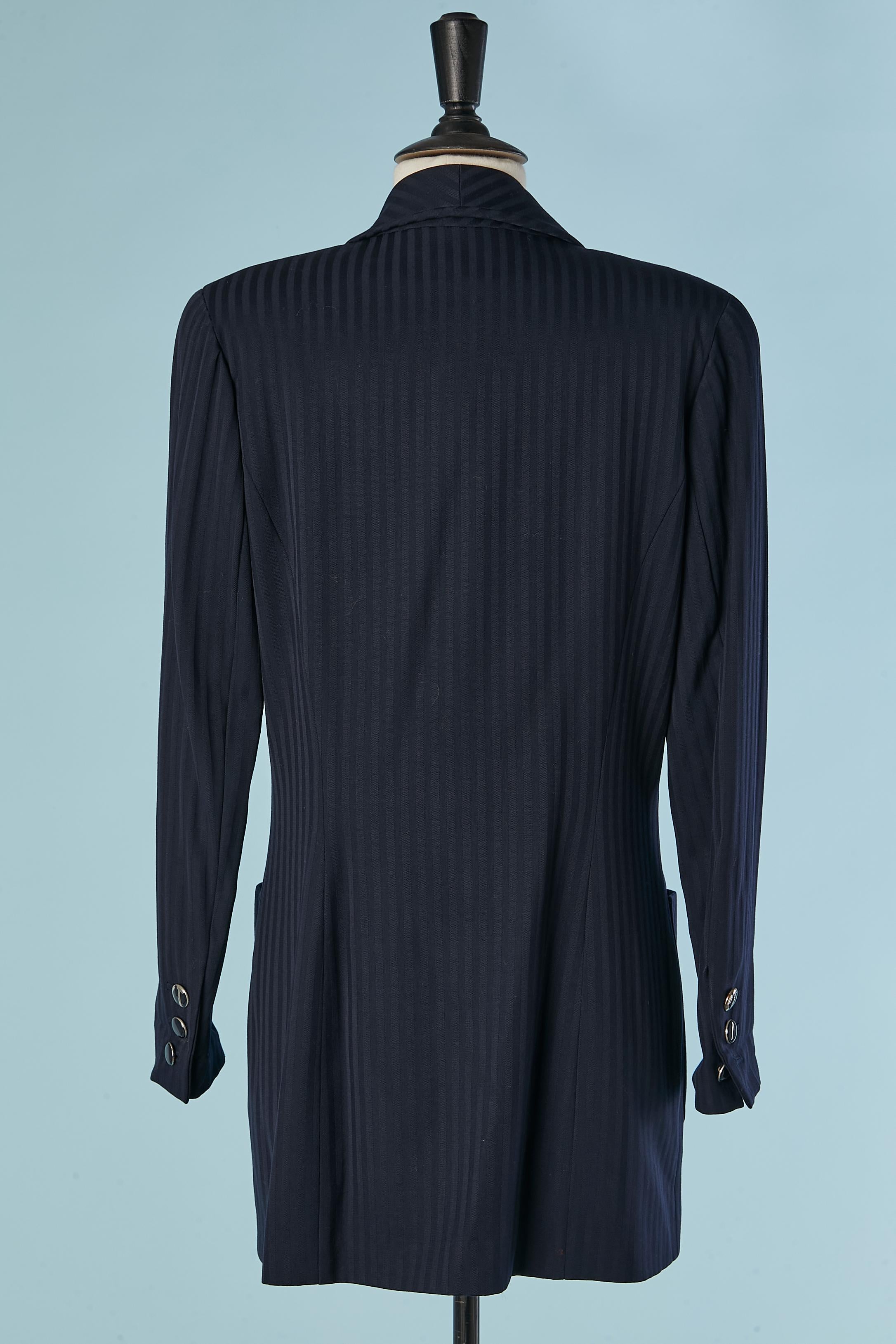 Chaqueta cruzada de lana jacquard a rayas con corte redondo CHANTAL THOMASS en venta 2