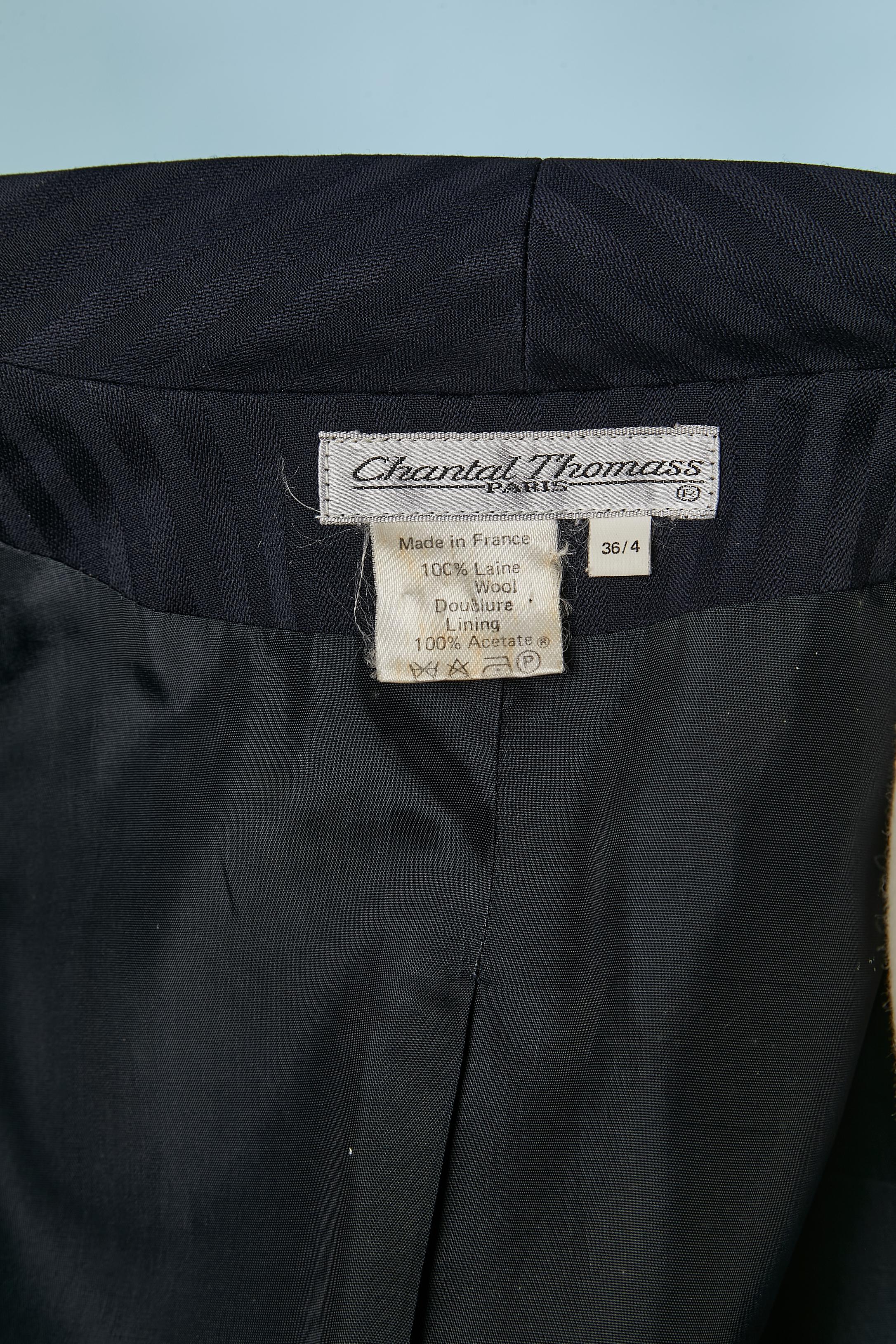 Chaqueta cruzada de lana jacquard a rayas con corte redondo CHANTAL THOMASS en venta 3