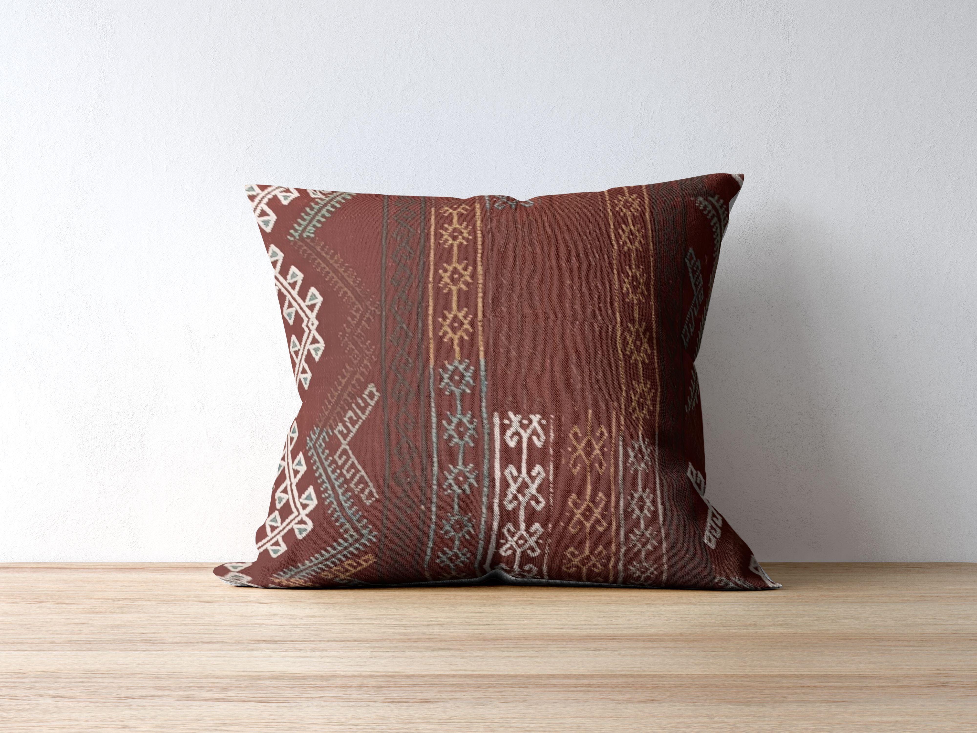 Tissu Housse de coussin Kilim Striped Decorative Tribal Wool Pillow Contemporary Geometric en vente