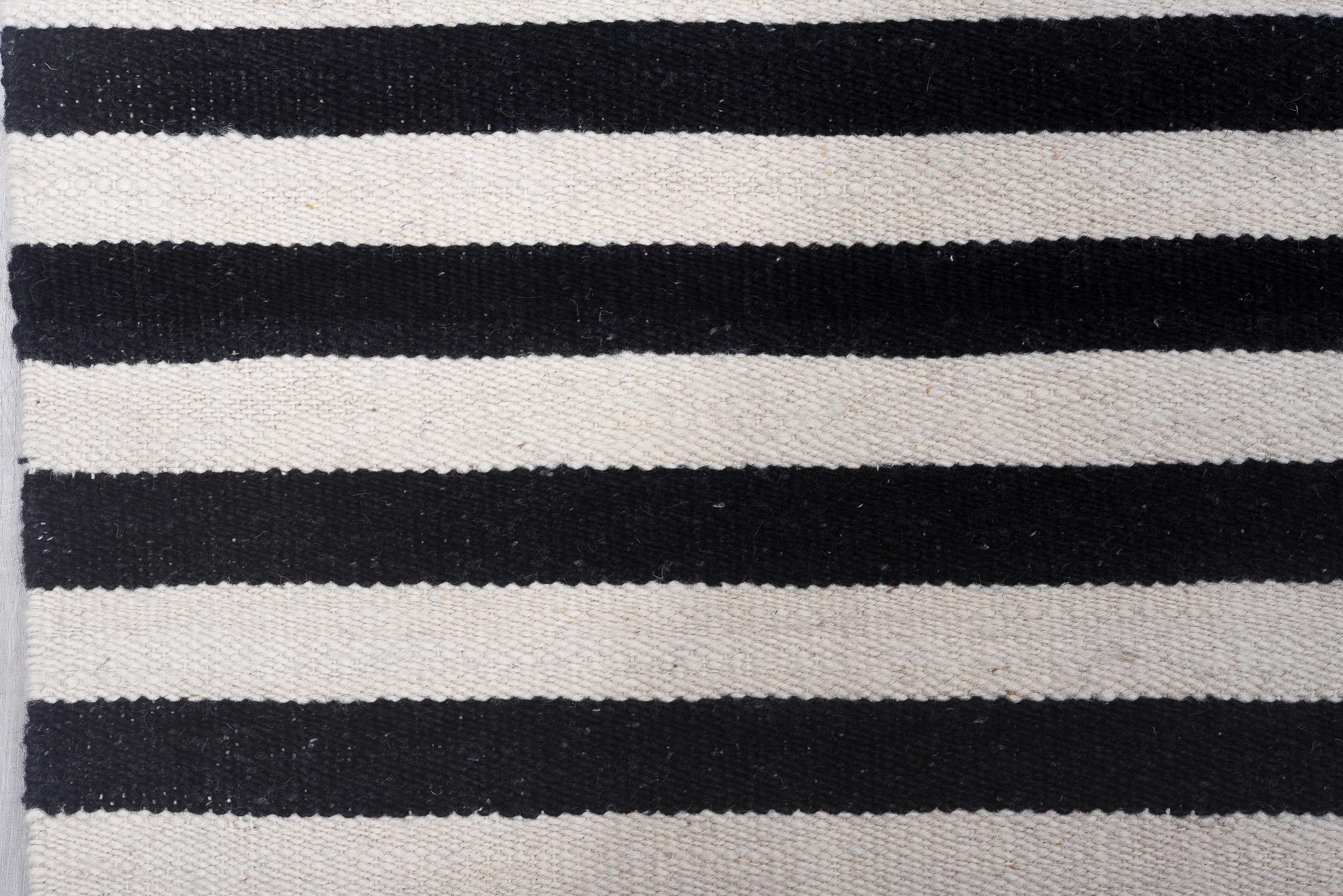 Mid-20th Century Striped Kilim in Black For Sale