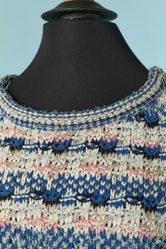 Gestreiftes gestreiftes Strickkleid mit Tasche auf beiden Seiten CHANEL Resort 2015