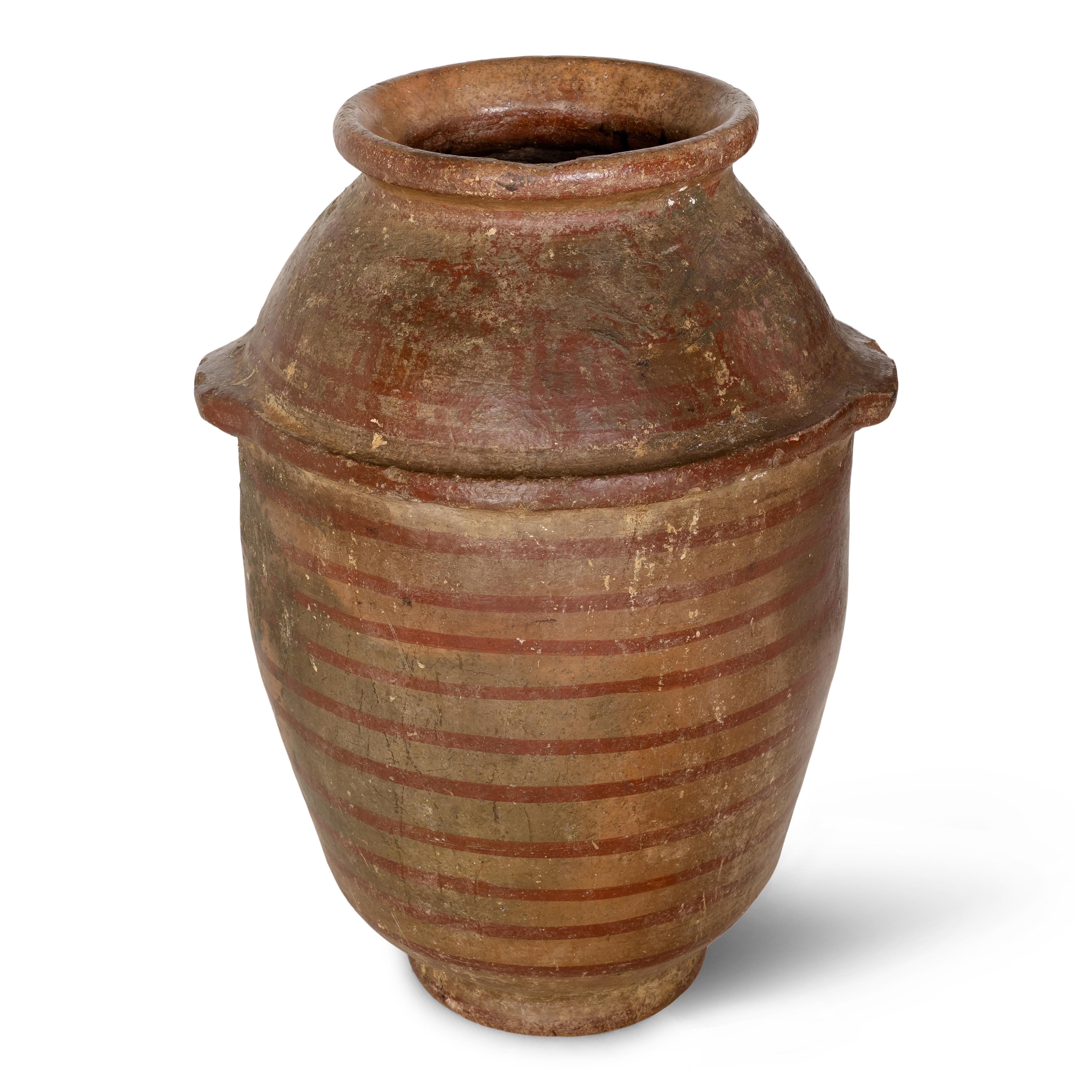 Terracotta Striped Large Ceramic Pottery For Sale
