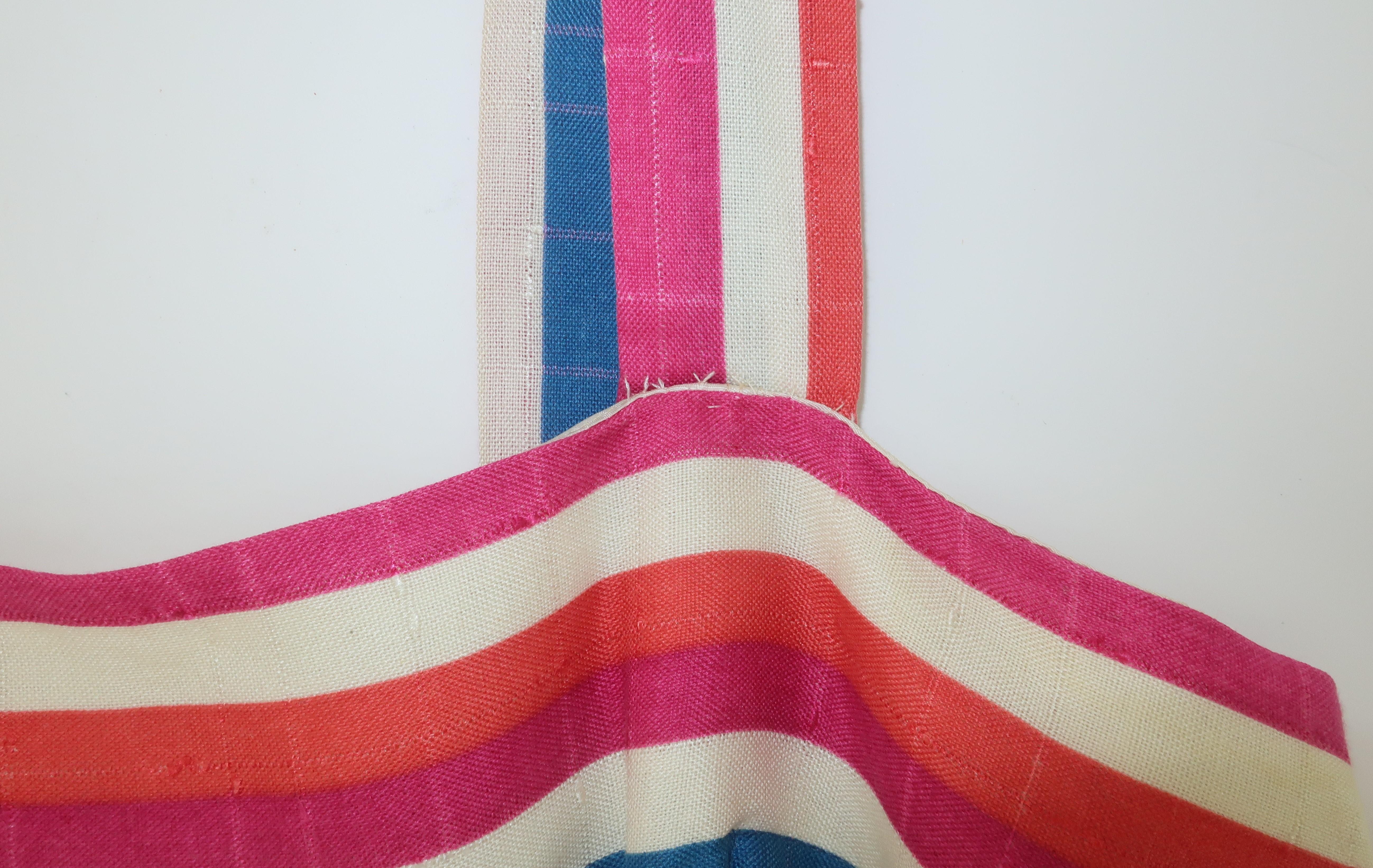 Striped Linen Sun Dress With Built-in Crinoline, C.1960 For Sale 7
