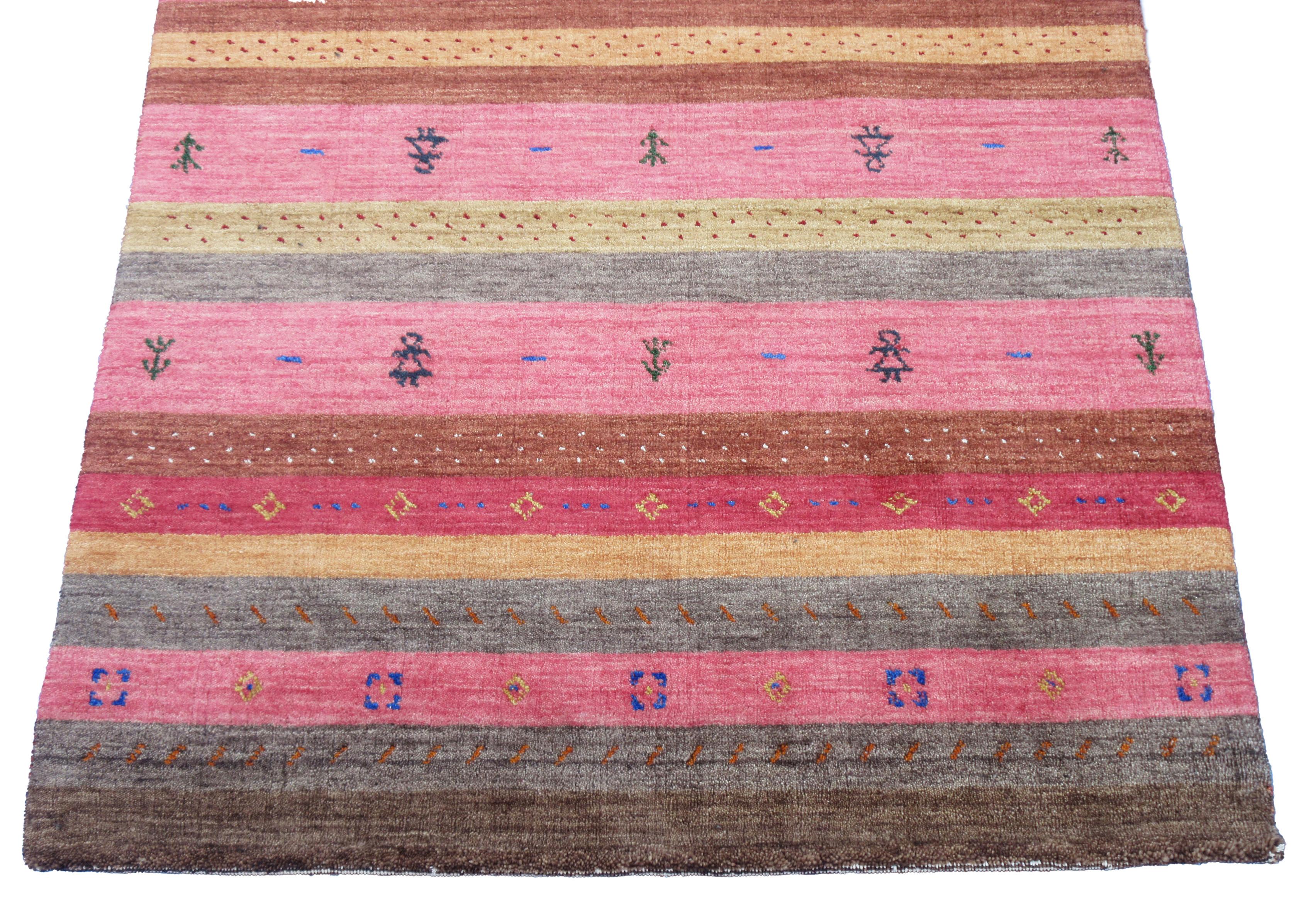 Hand-Crafted Striped Lori Gabbeh For Sale