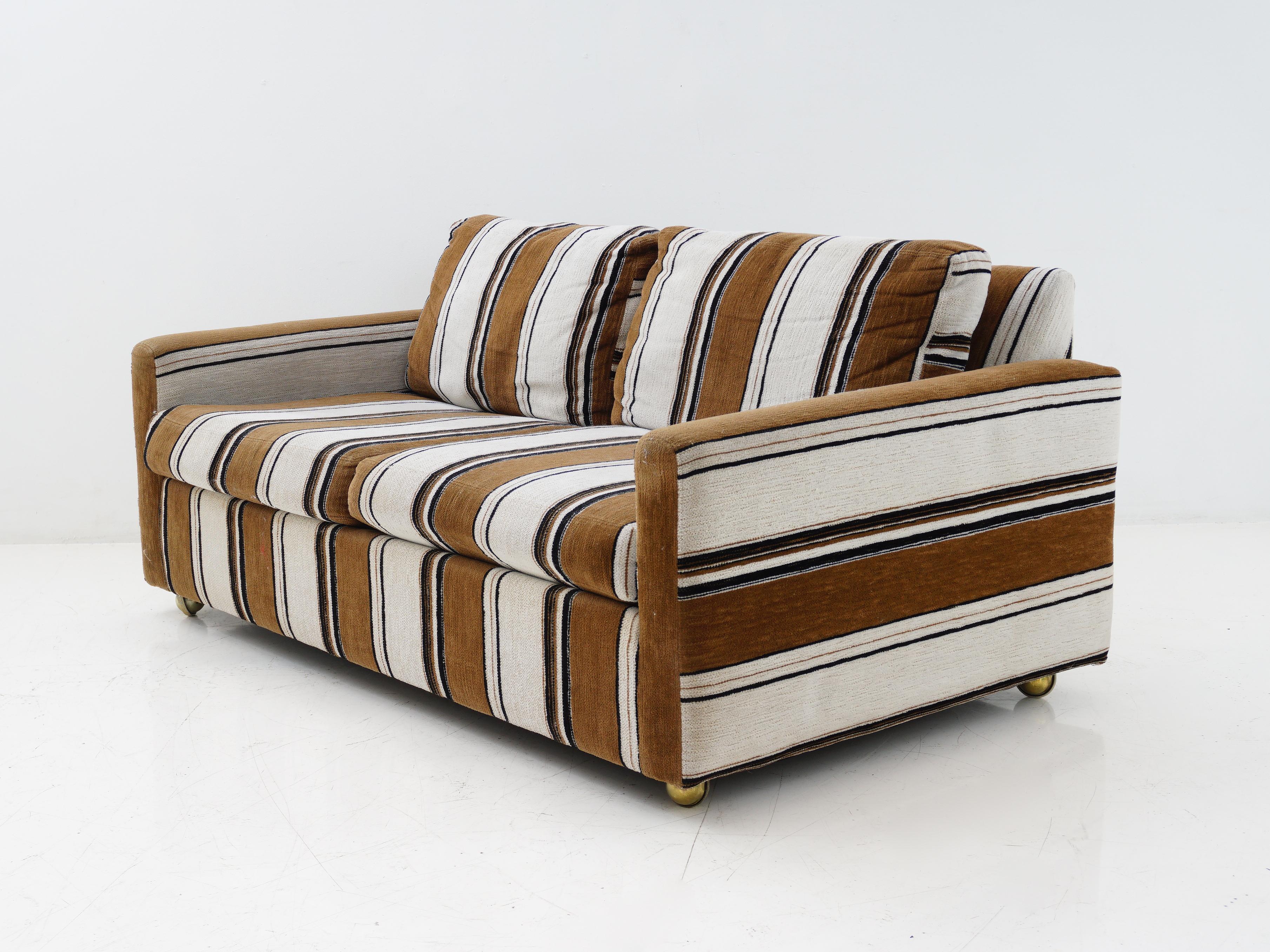 Every stripe tells a story, and these stripes say retro chic. It's basically a warm hug from yesteryear and your ticket to a living room of classic midentury appeal. Sink into the stripes and let this loveseat be the comfiest and swankiest chapter