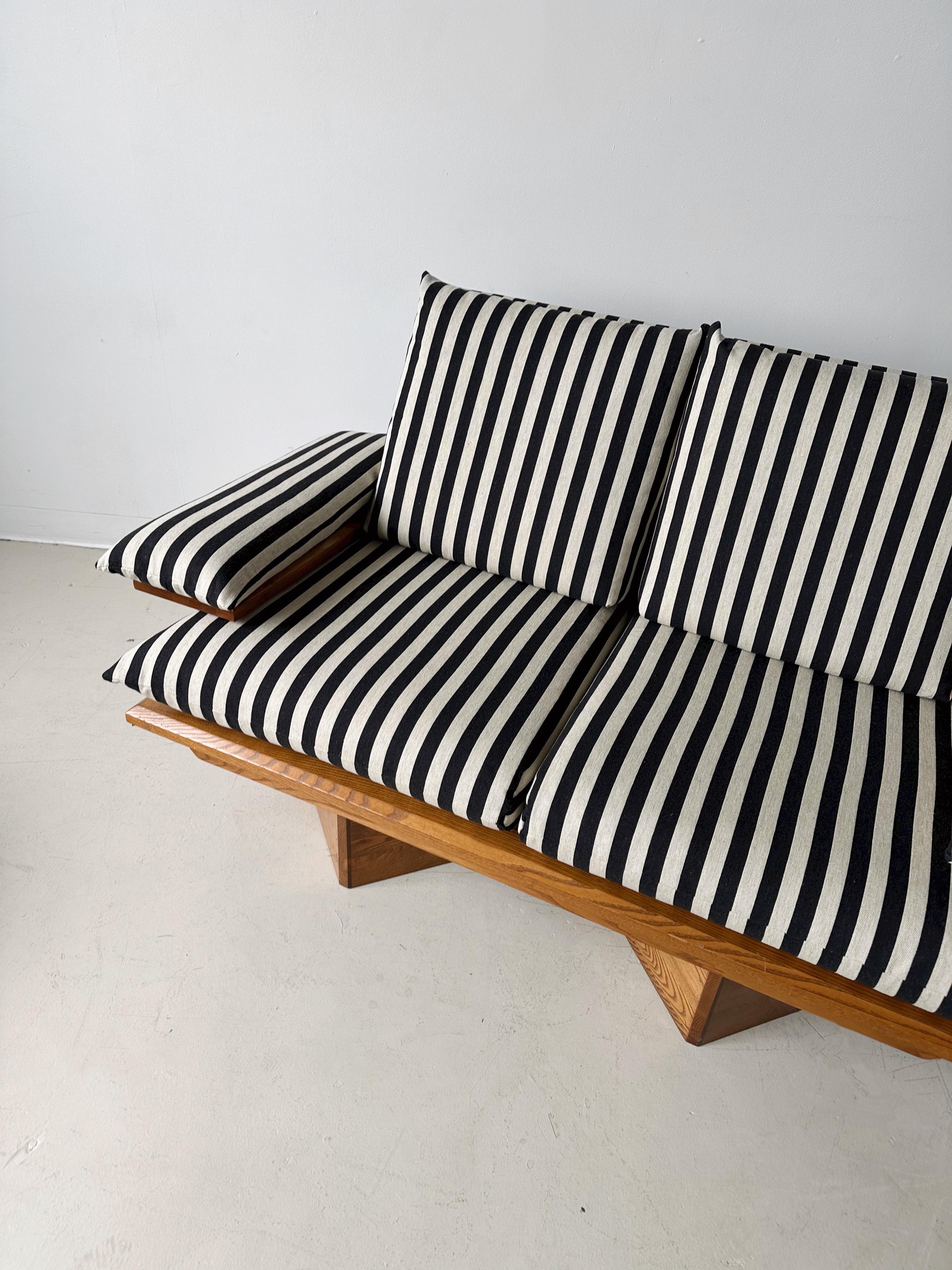 North American Striped Loveseat with Pine Frame