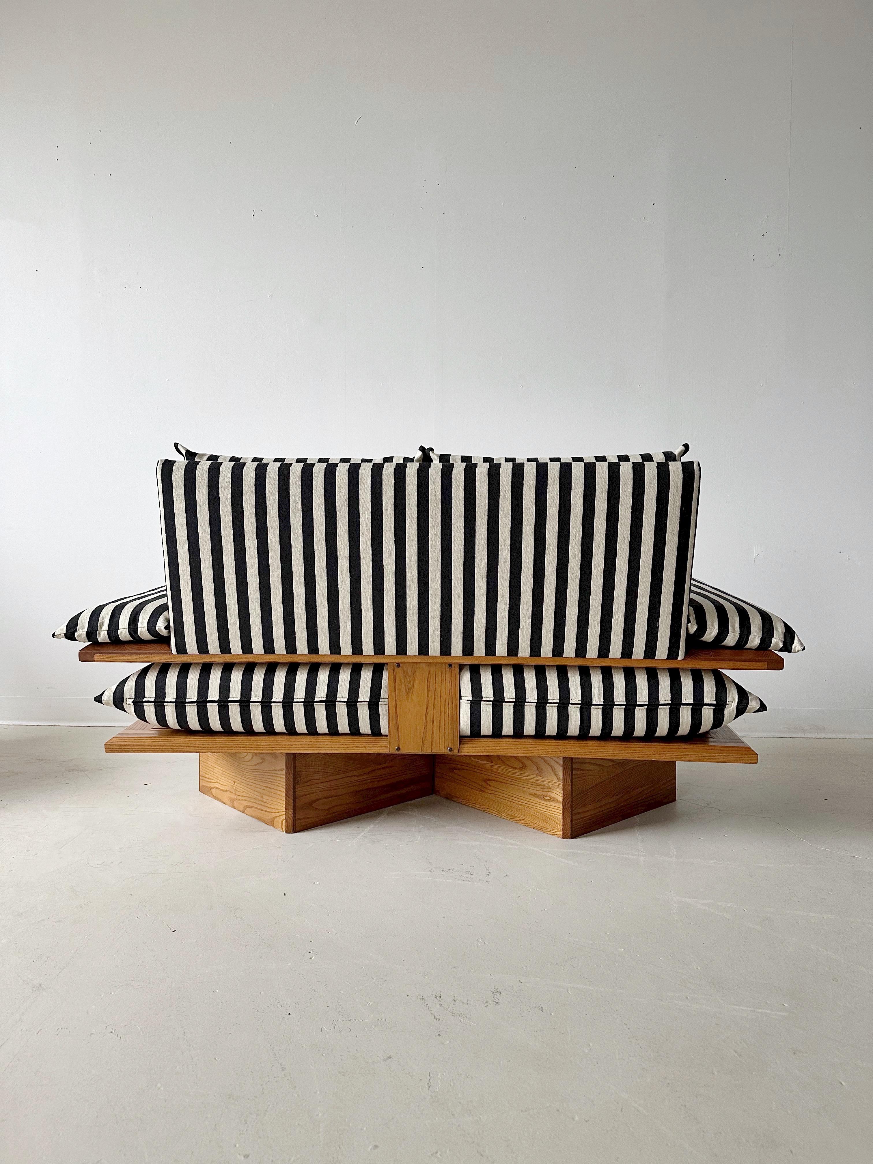 20th Century Striped Loveseat with Pine Frame, Set of 2 For Sale