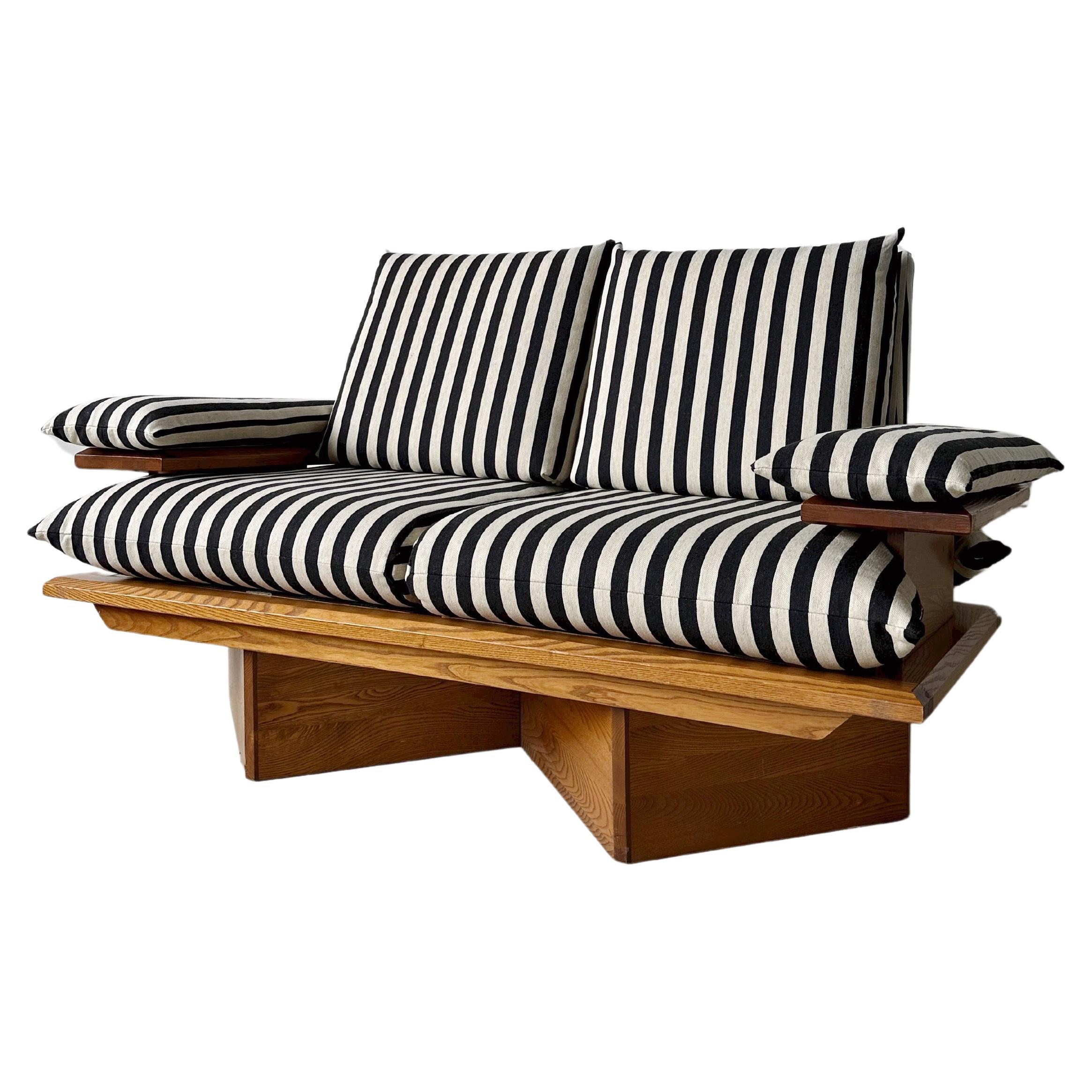 Striped Loveseat with Pine Frame