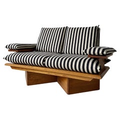 Striped Loveseat with Pine Frame