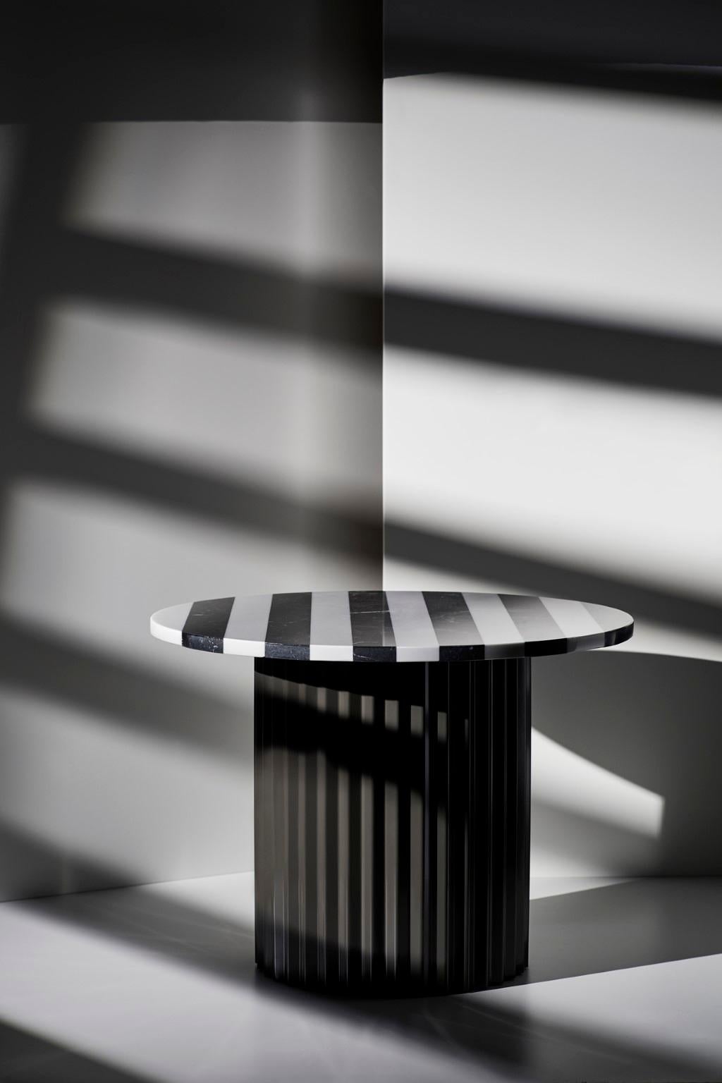 Modern Striped Marble Table 60 by Lisette Rützou For Sale