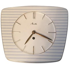 Vintage Striped Mechanical Ceramic Wall Clock by Mauthe, Germany