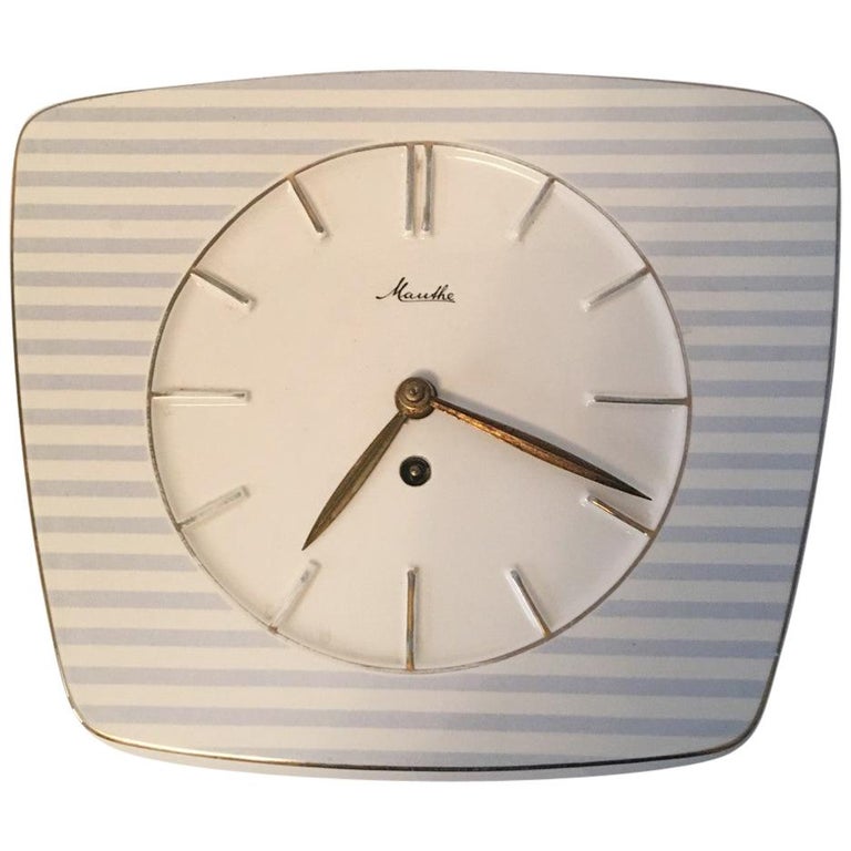Striped Mechanical Ceramic Wall Clock by Mauthe, Germany For Sale at 1stDibs mauthe clock