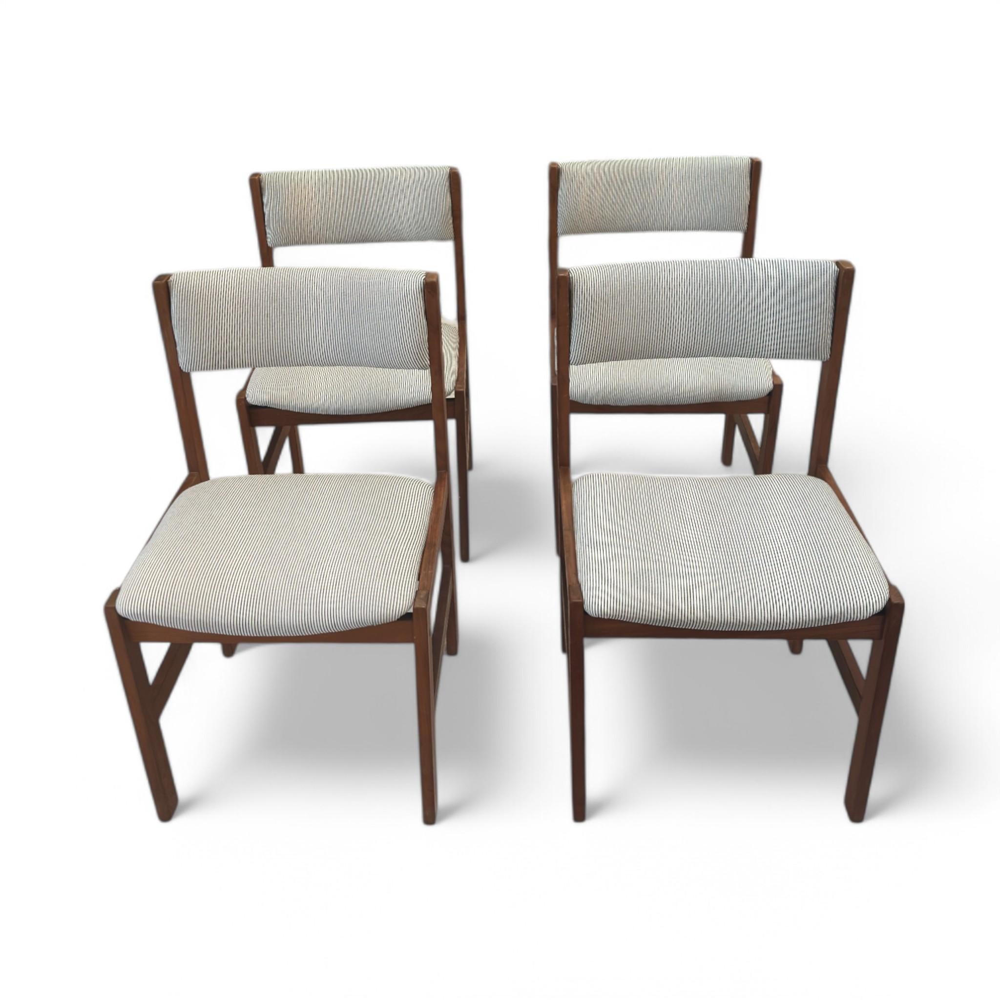 Mid-Century Modern Striped Mid Century Dining Chairs Set of 4