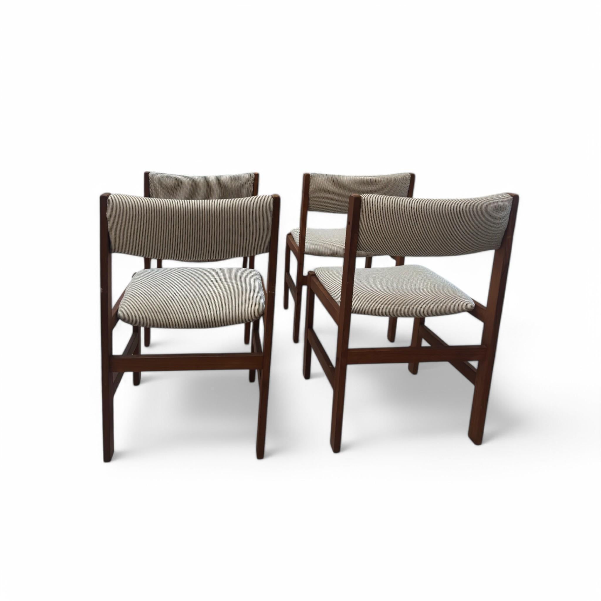 Wood Striped Mid Century Dining Chairs Set of 4