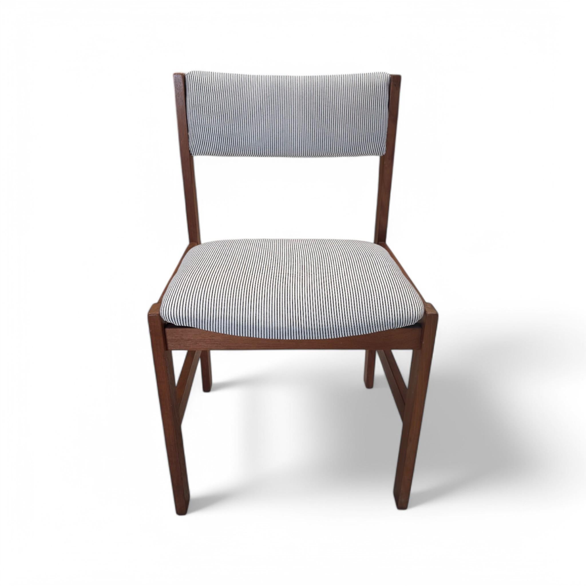 Striped Mid Century Dining Chairs Set of 4 2
