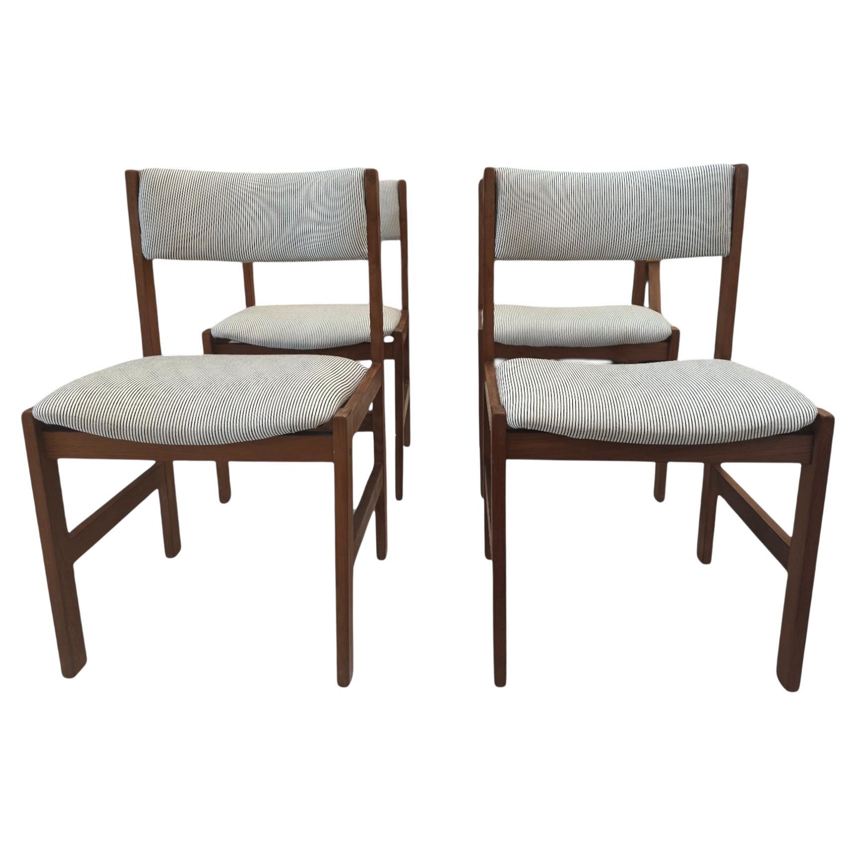 Striped Mid Century Dining Chairs Set of 4