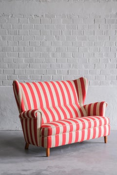 Striped midcentury lounge sofa, Sweden 1970