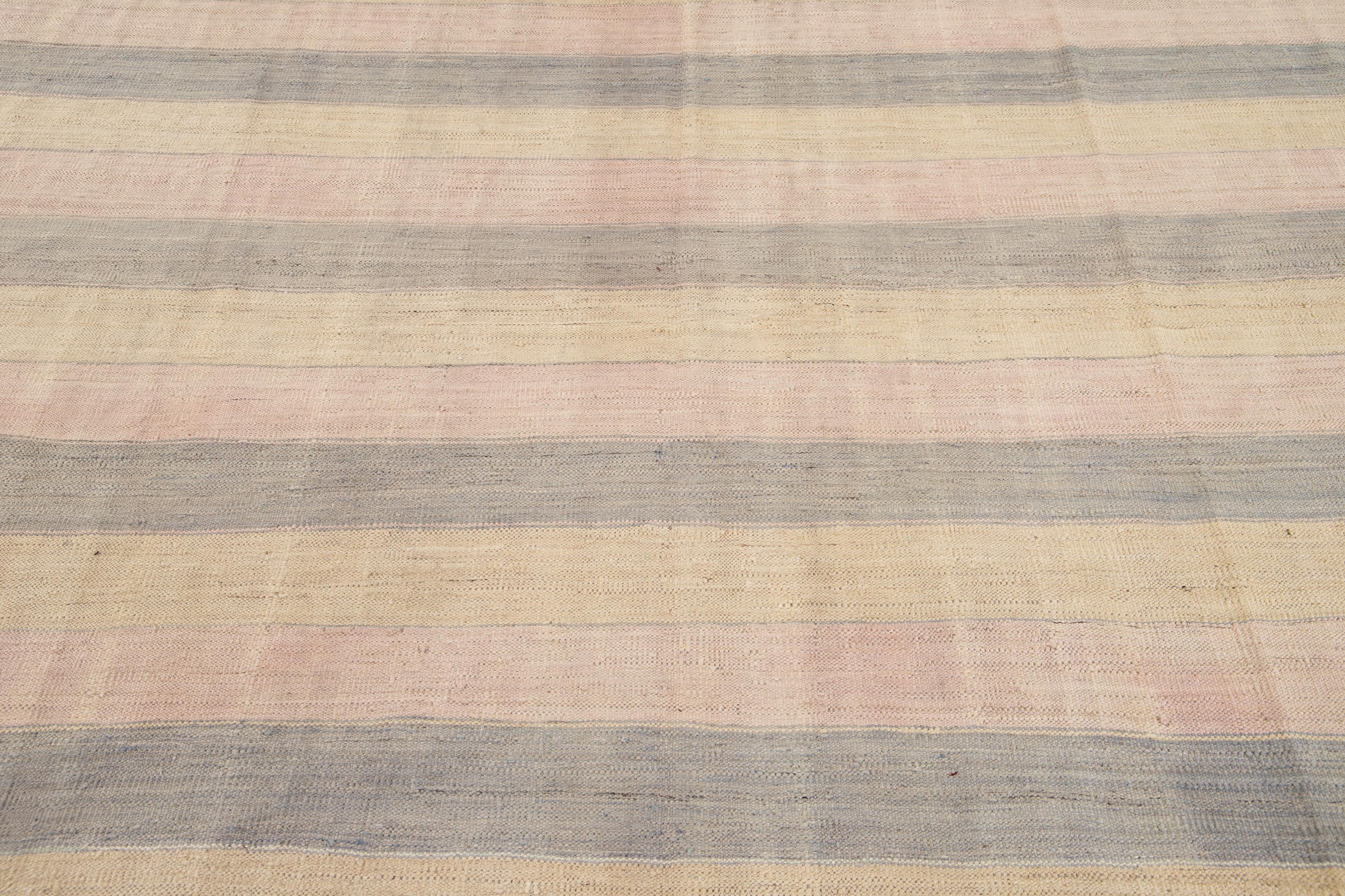 modern stripe wool kilim rug