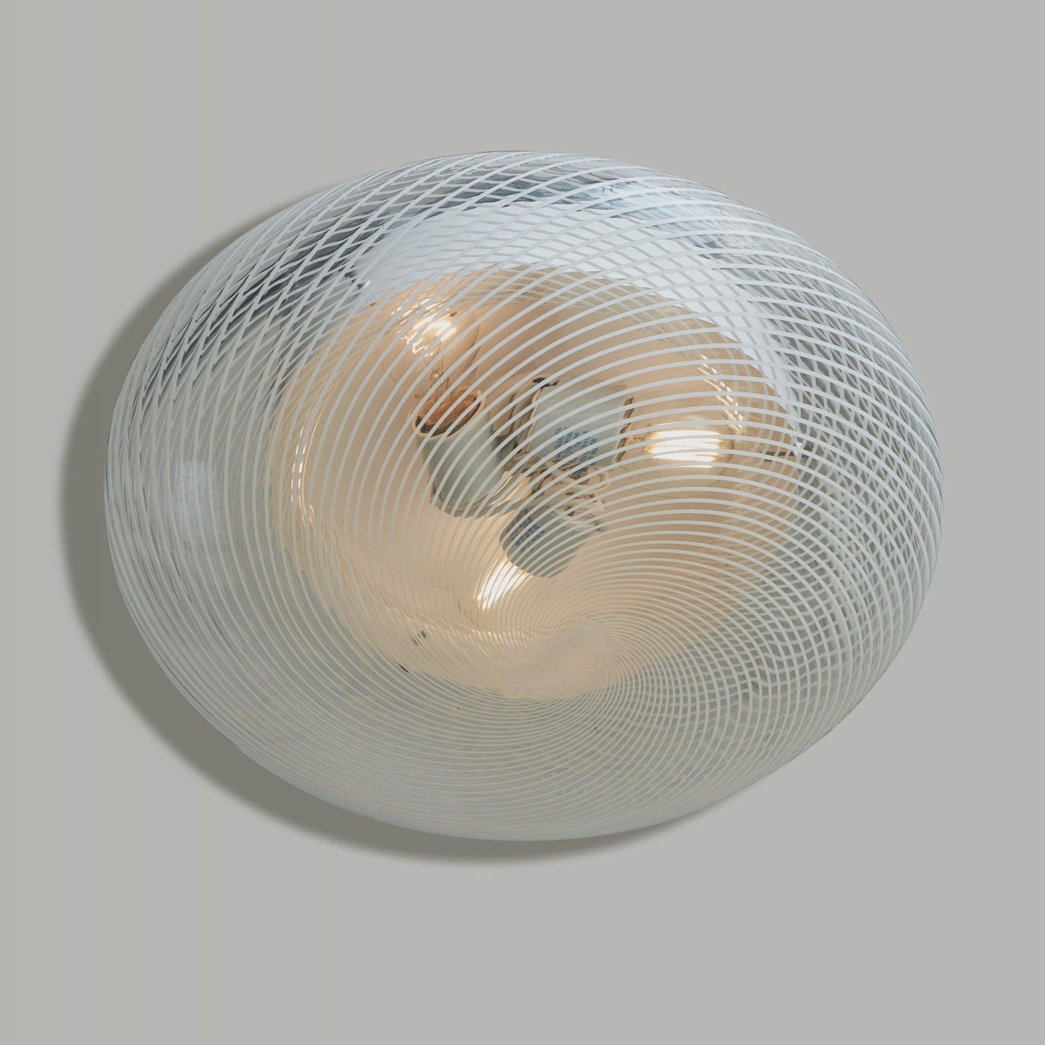 Mid-Century Modern Striped Murano Glass Flush Mount Light by Visto, Italy 1970s For Sale