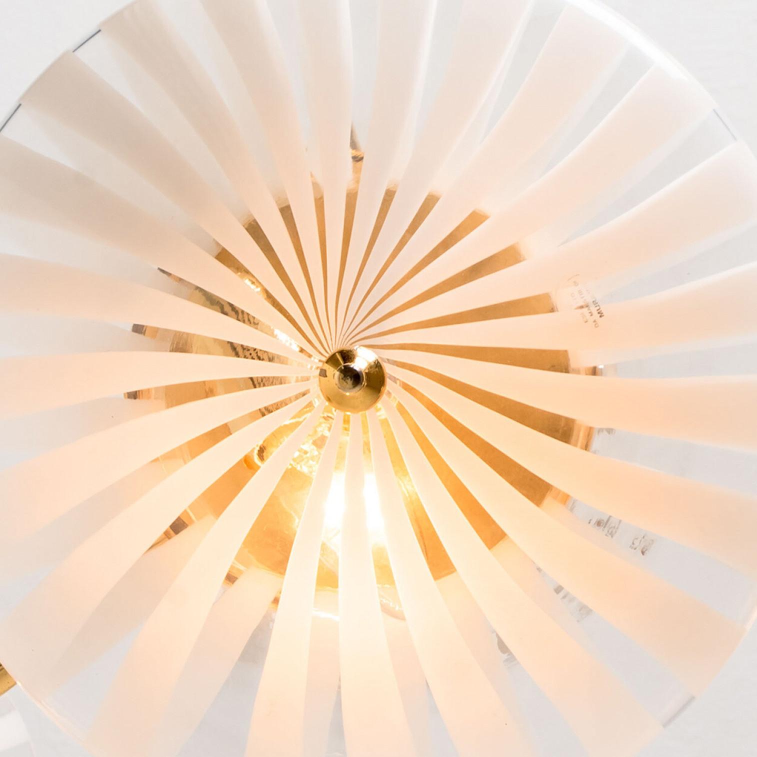 Lampe à suspension en verre de Murano blanc transparent et rayé, années 1970 en vente 5