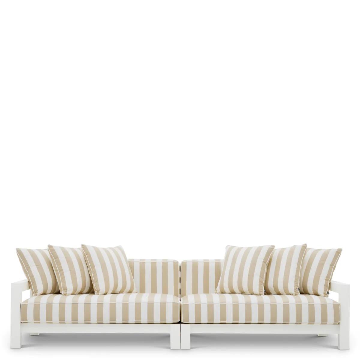 Moderne Canapé d'extérieur Striped, finition blanc mat, beige. en vente