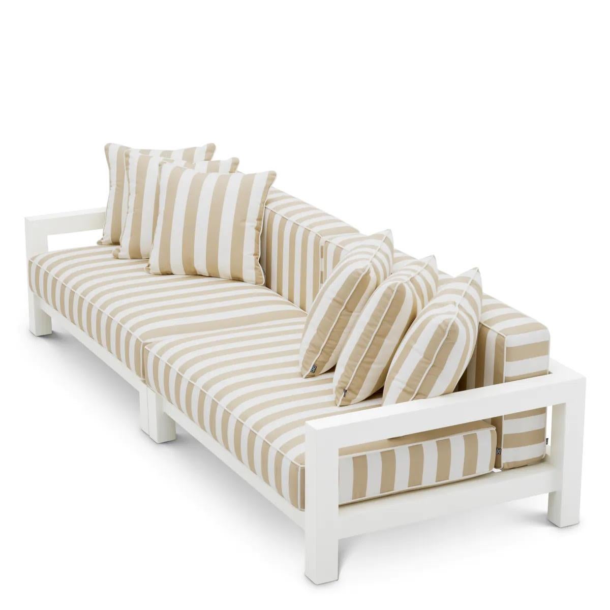 Français Canapé d'extérieur Striped, finition blanc mat, beige. en vente