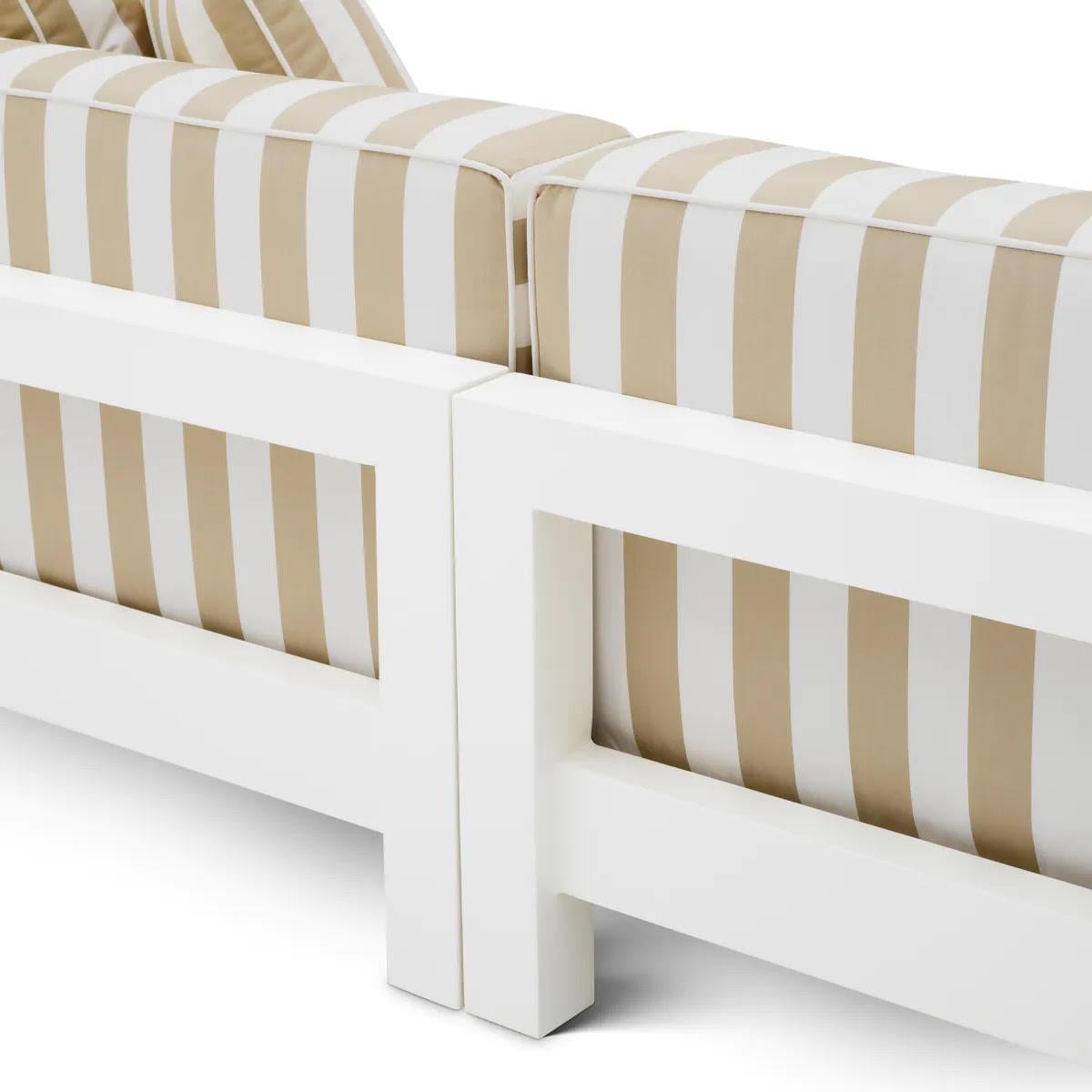 Aluminium Canapé d'extérieur Striped, finition blanc mat, beige. en vente