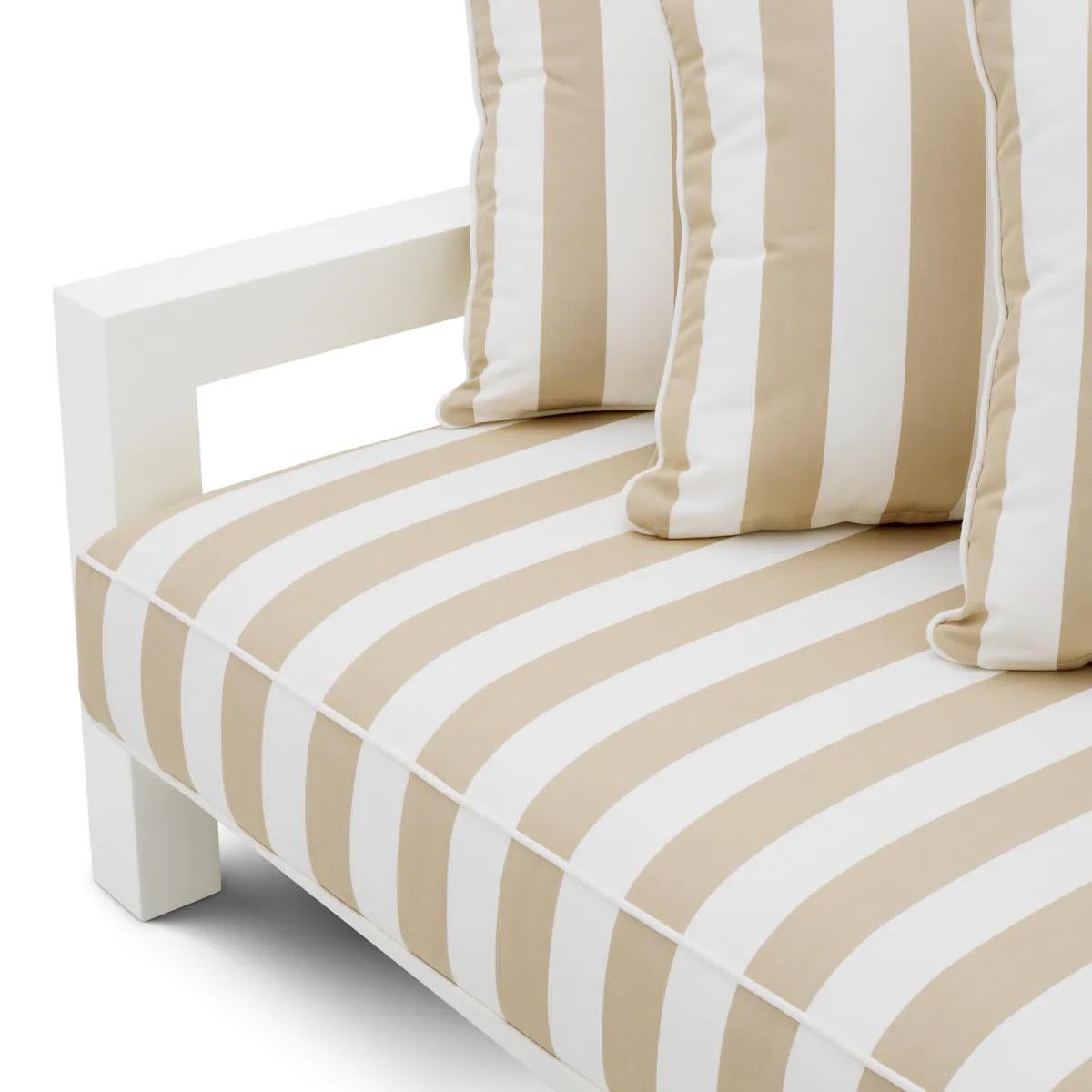 Canapé d'extérieur Striped, finition blanc mat, beige. en vente 1
