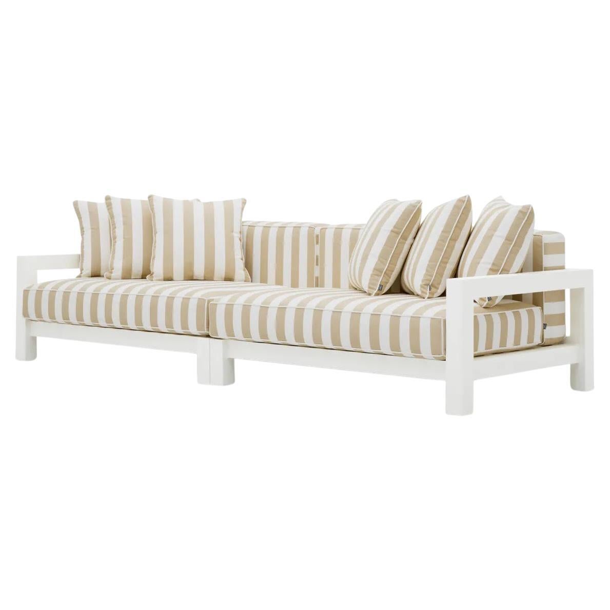 Canapé d'extérieur Striped, finition blanc mat, beige. en vente