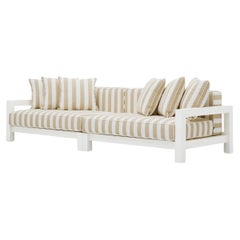 Canapé d'extérieur Striped, finition blanc mat, beige.