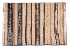Modern Striped Rug, Kilim Runner Rug Handwoven Vintage Fine Wool