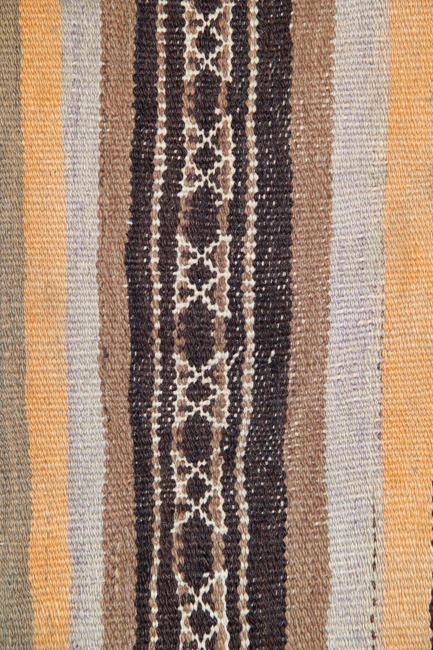 Hand-Crafted Modern Striped Rug, Kilim Runner Rug Handwoven Vintage Fine Wool For Sale